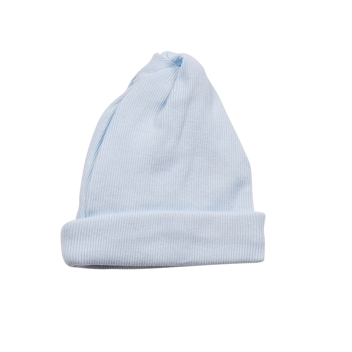 Blue Ribbed Baby Hat