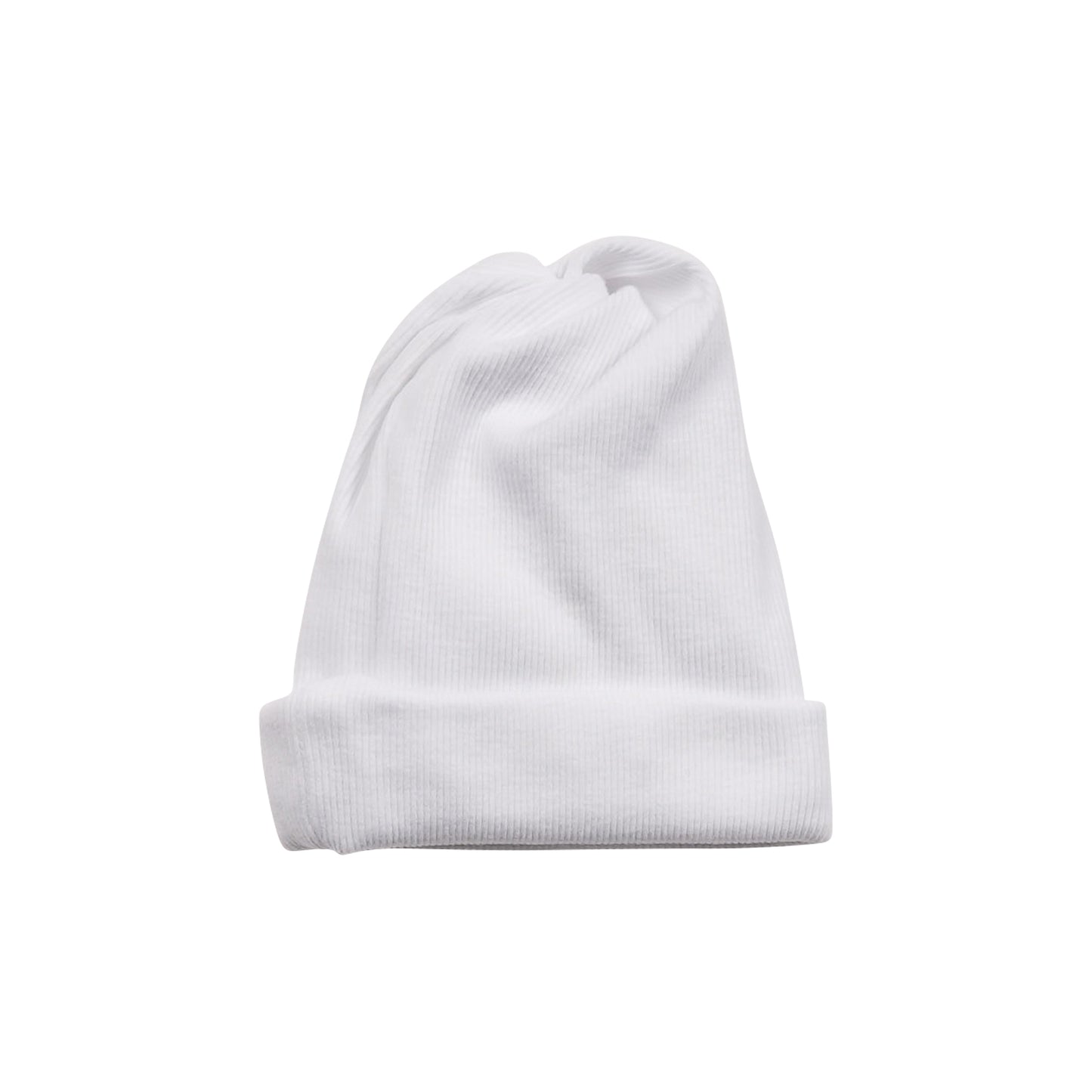 White Ribbed Baby Hat
