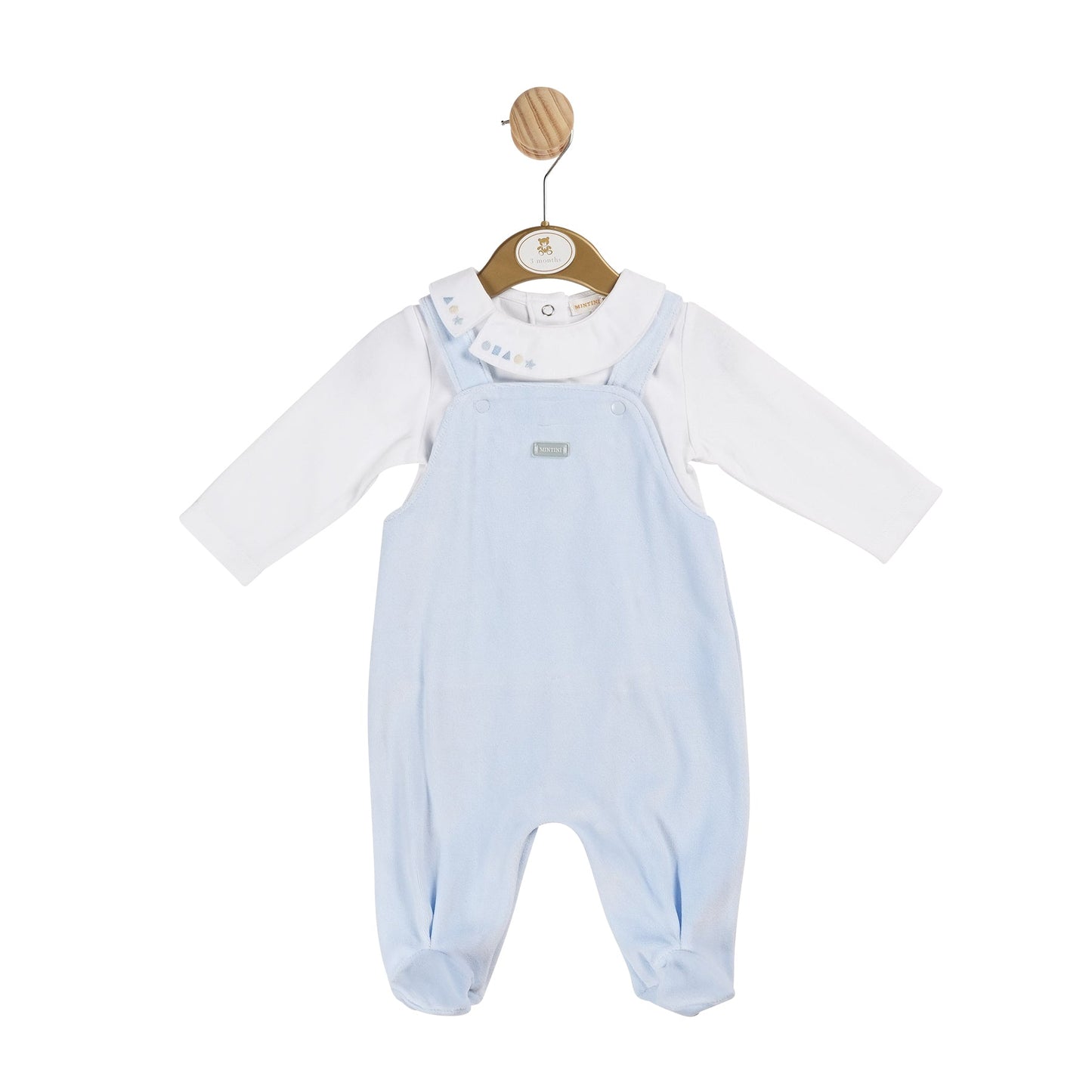 Baby Blue Jersey Jacquard Top and Dungaree