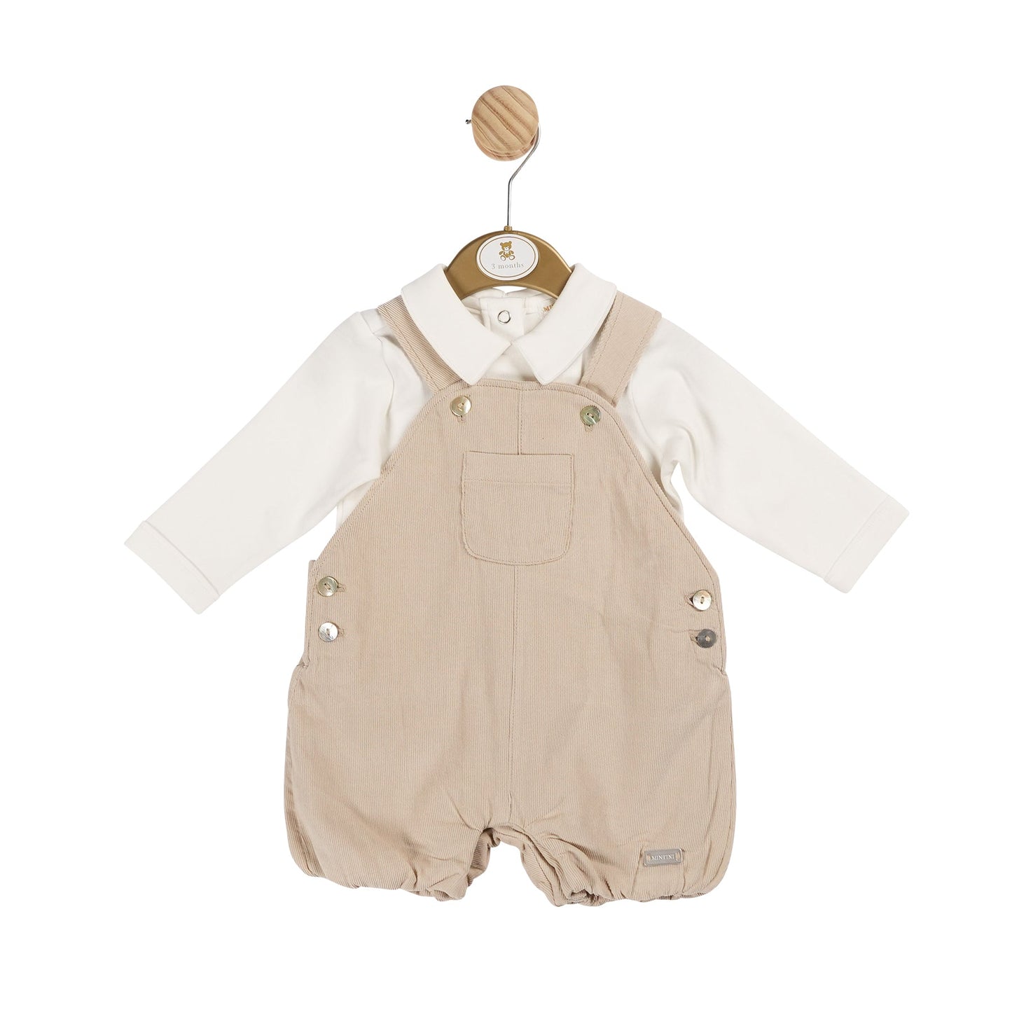 Boys Beige Needlecord Top and Dungaree