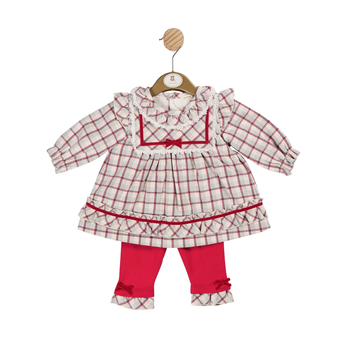 Girls Red and Ivory Dress and Legging