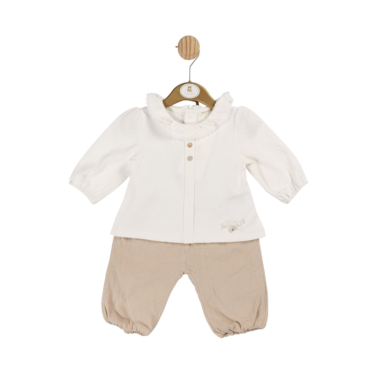 Girls Beige Needlecord Top and Trousers