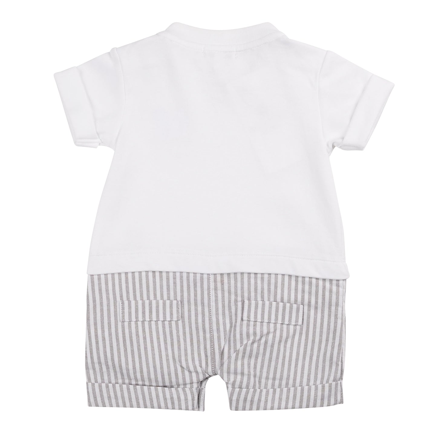 Greige Pinstripe Polo & Short Set