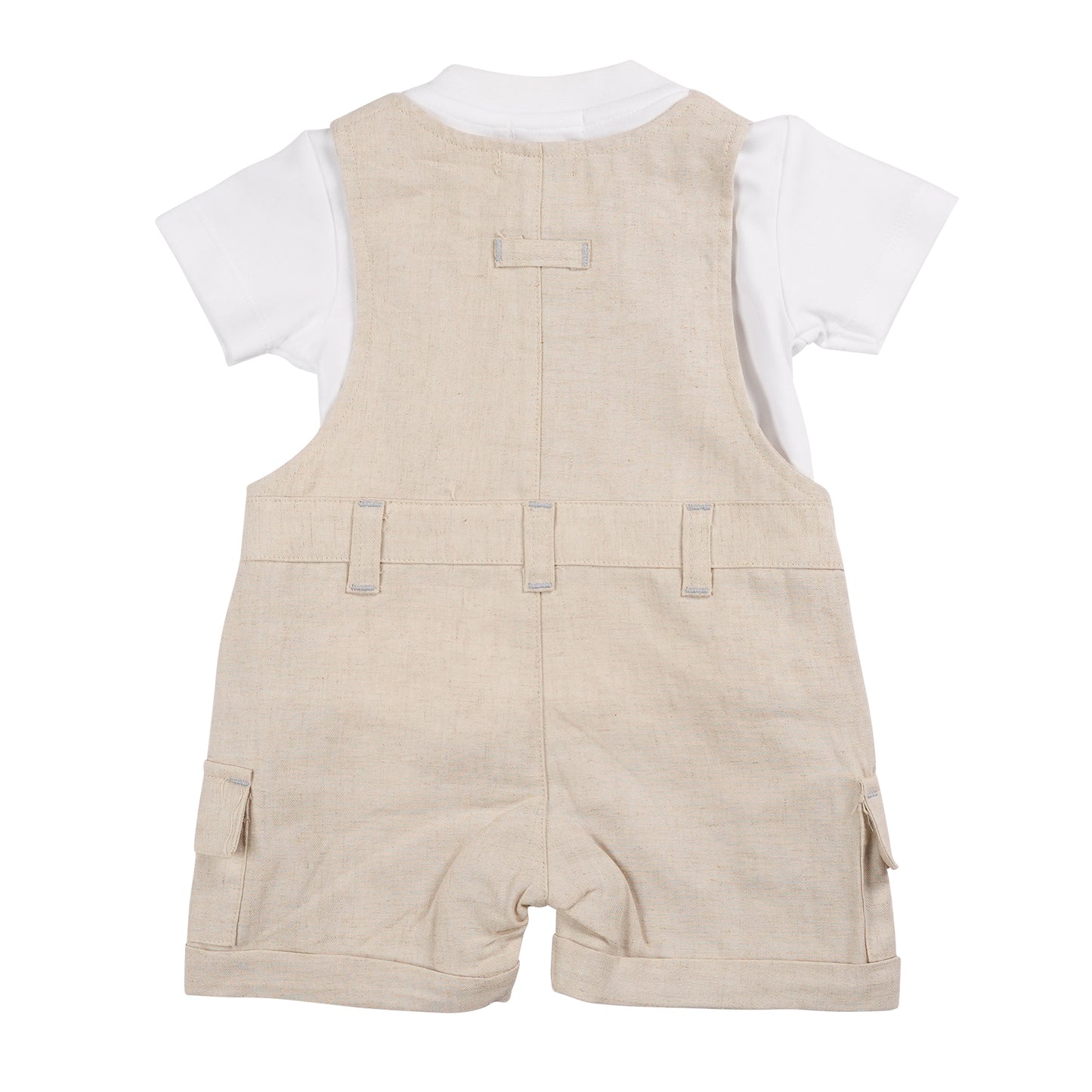 Beige Linen Cargo T-Shirt & Short Dungaree