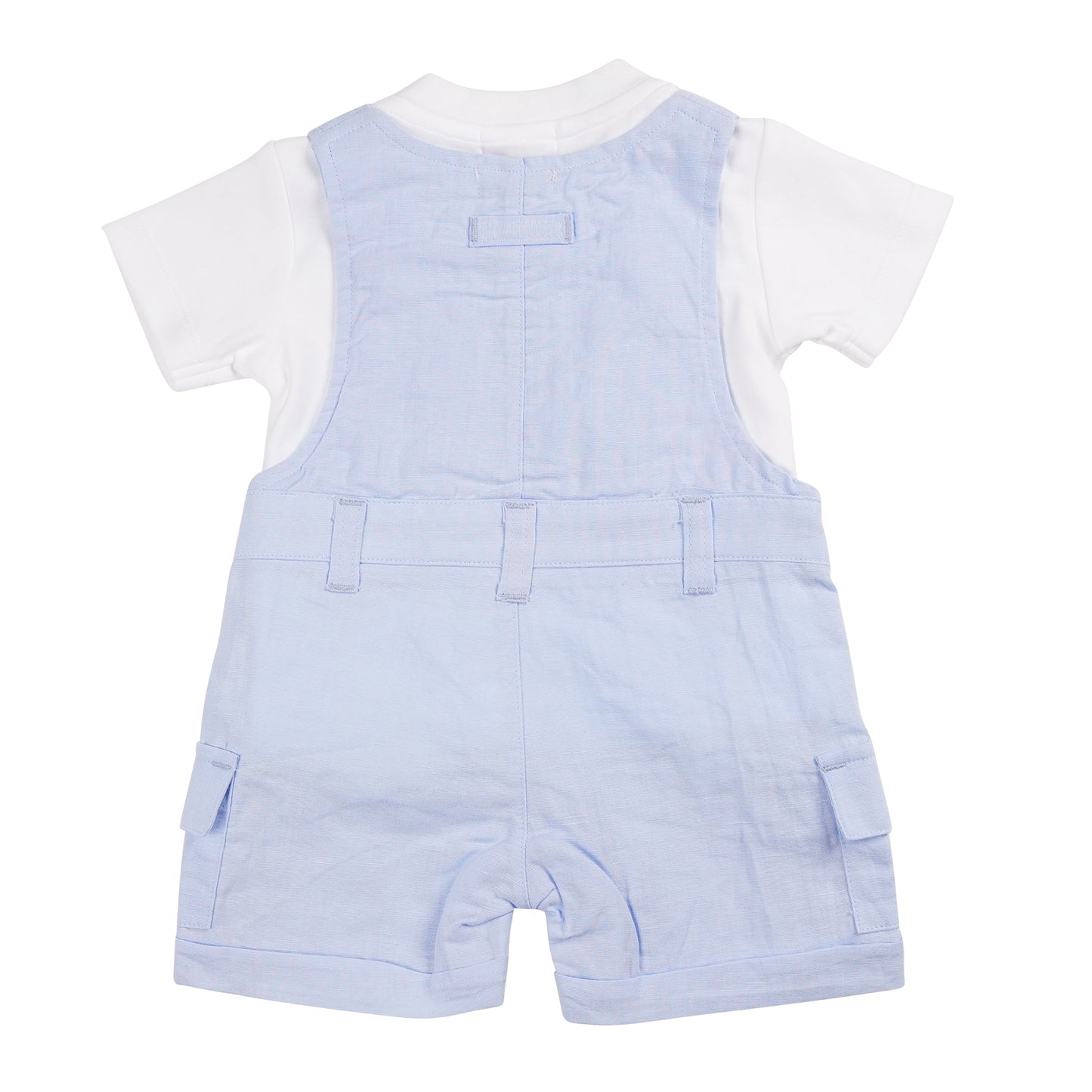 Blue Linen Cargo T-Shirt & Short Dungaree