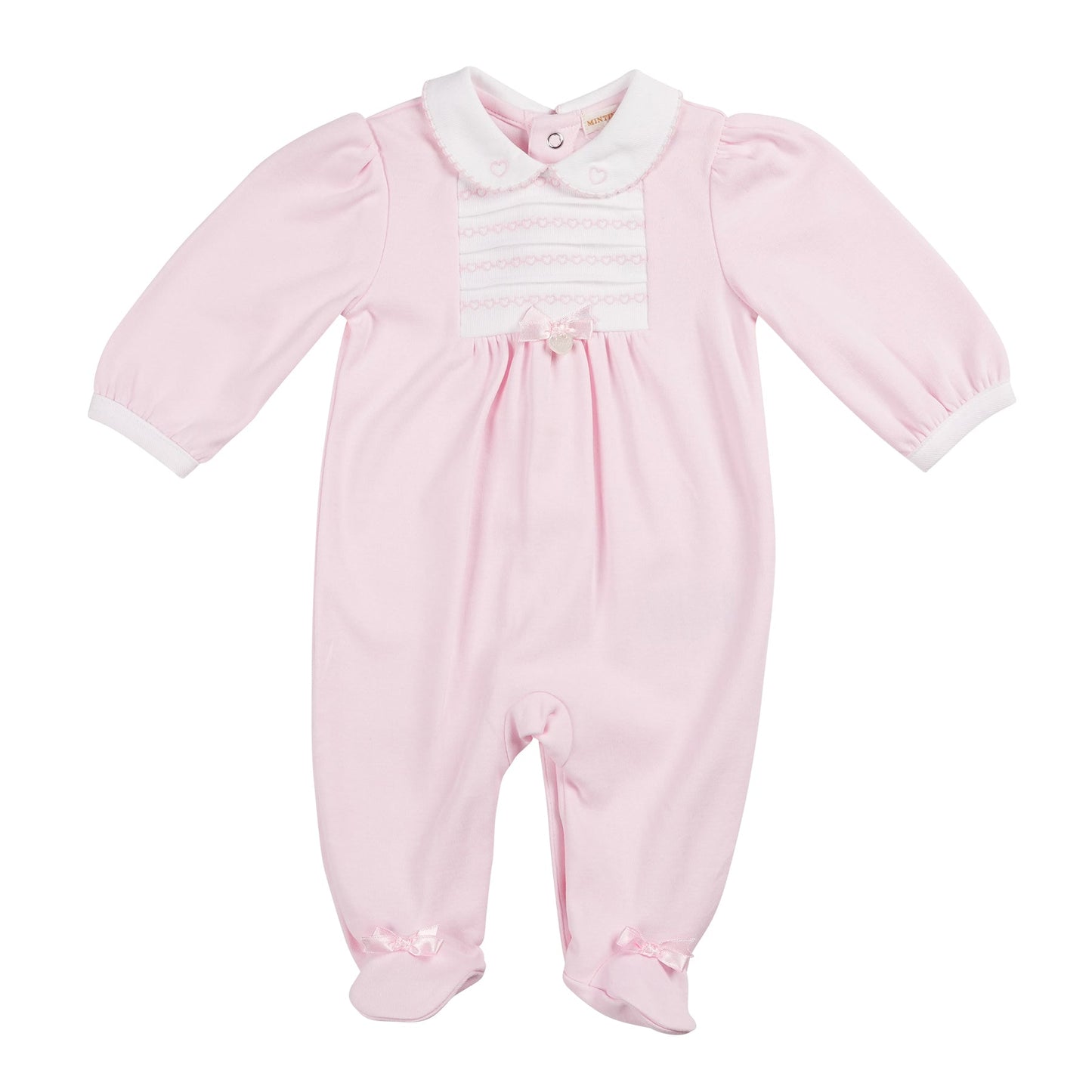 Pink Heart Smocked Babygrow
