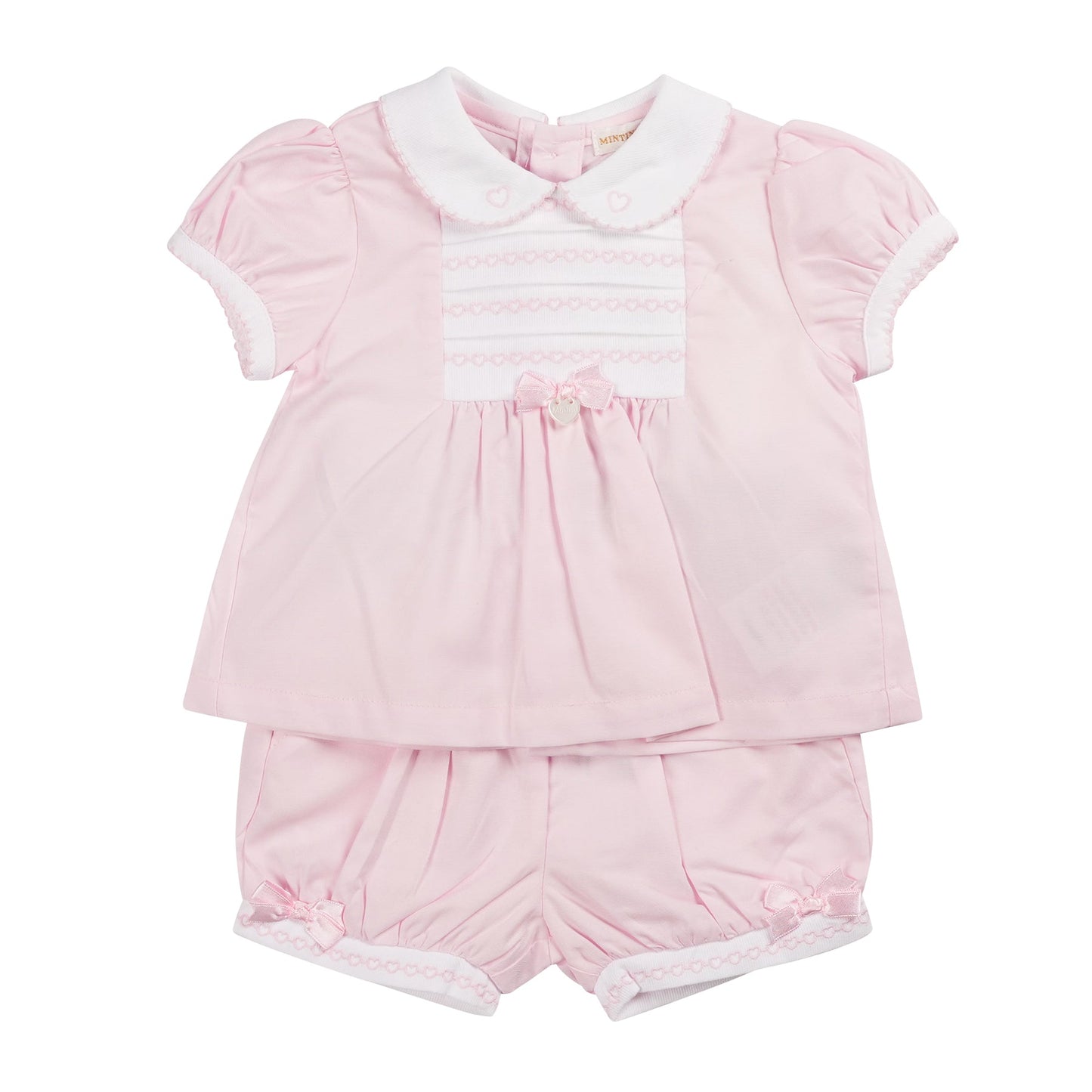 Pink Heart Smocked Top & Bloomer
