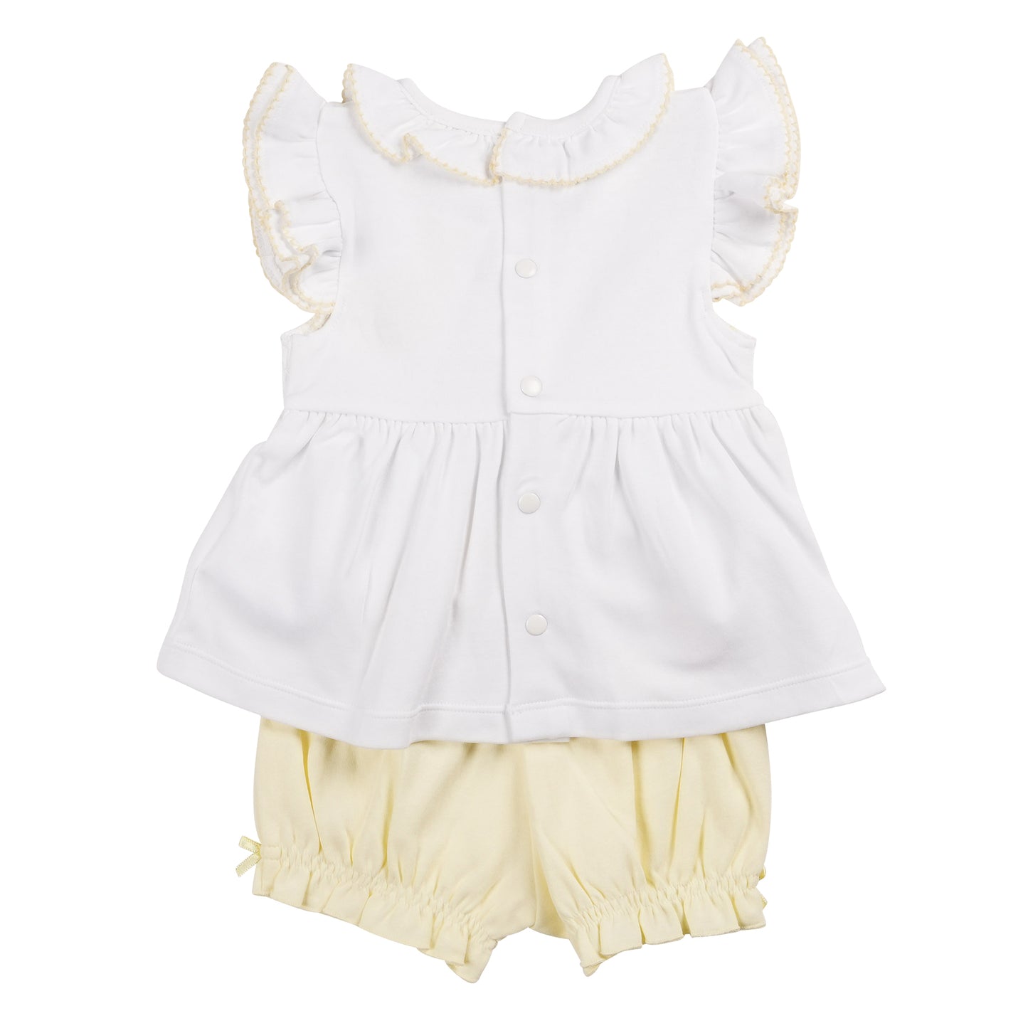 White and Lemon Smocked Top and Bloomer Short