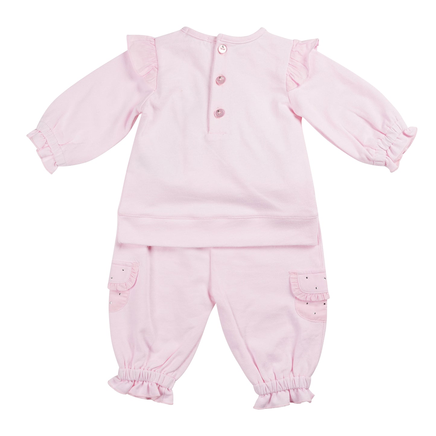 Pink Frill Diamante Tracksuit Set