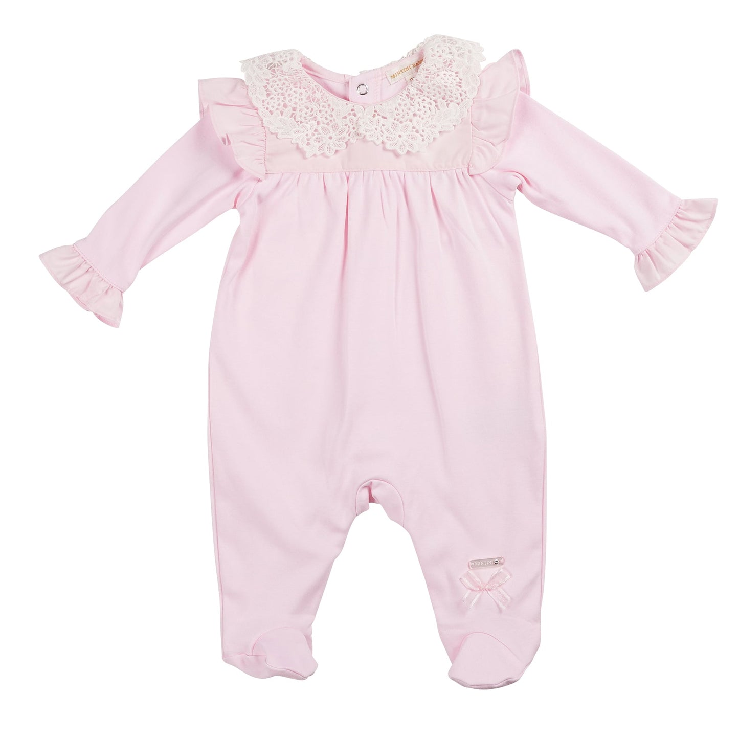 Pink Broderie Collar Babygrow