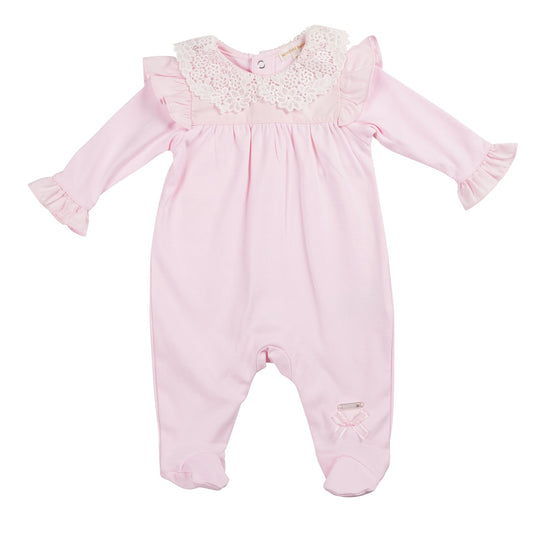 Pink Broderie Collar Babygrow