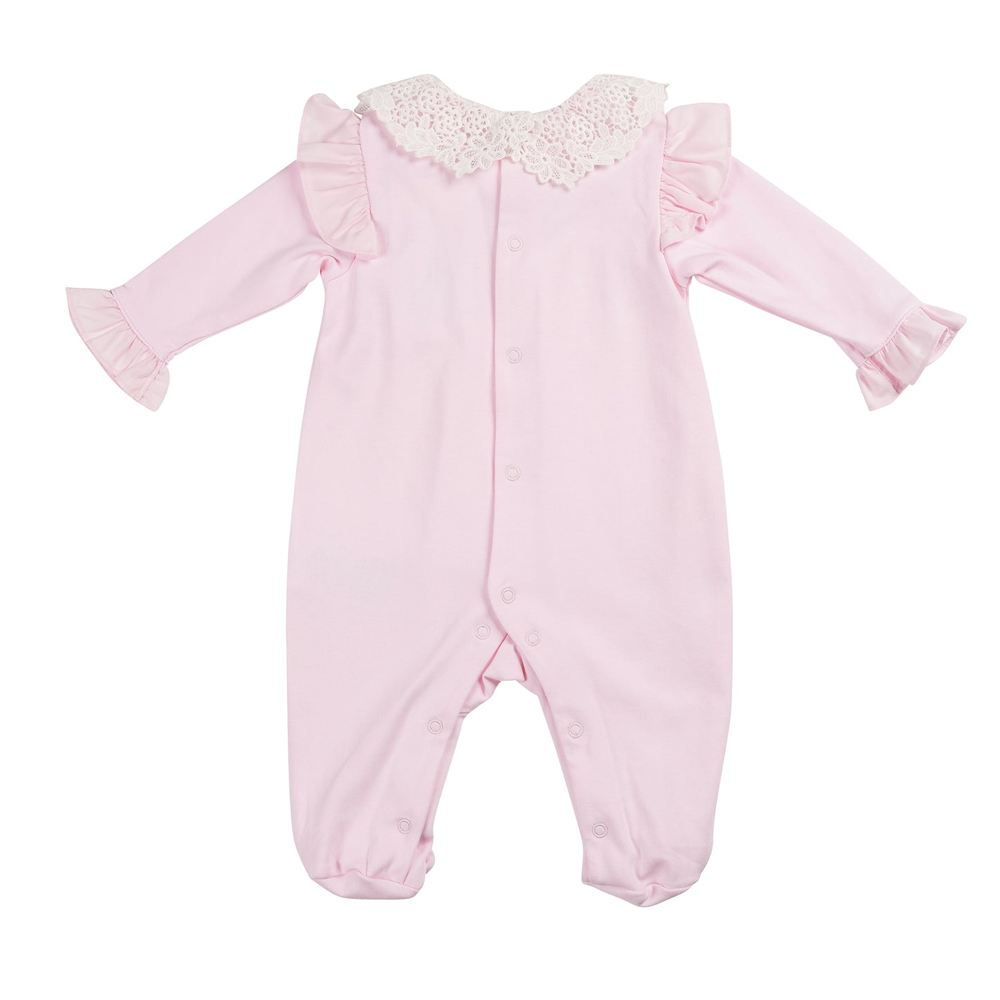 Pink Broderie Collar Babygrow