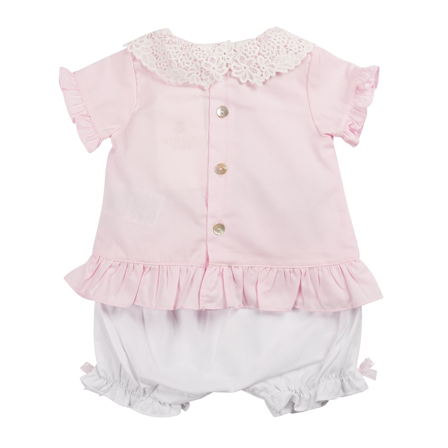Pink Broderie Collar Top and Bloomer