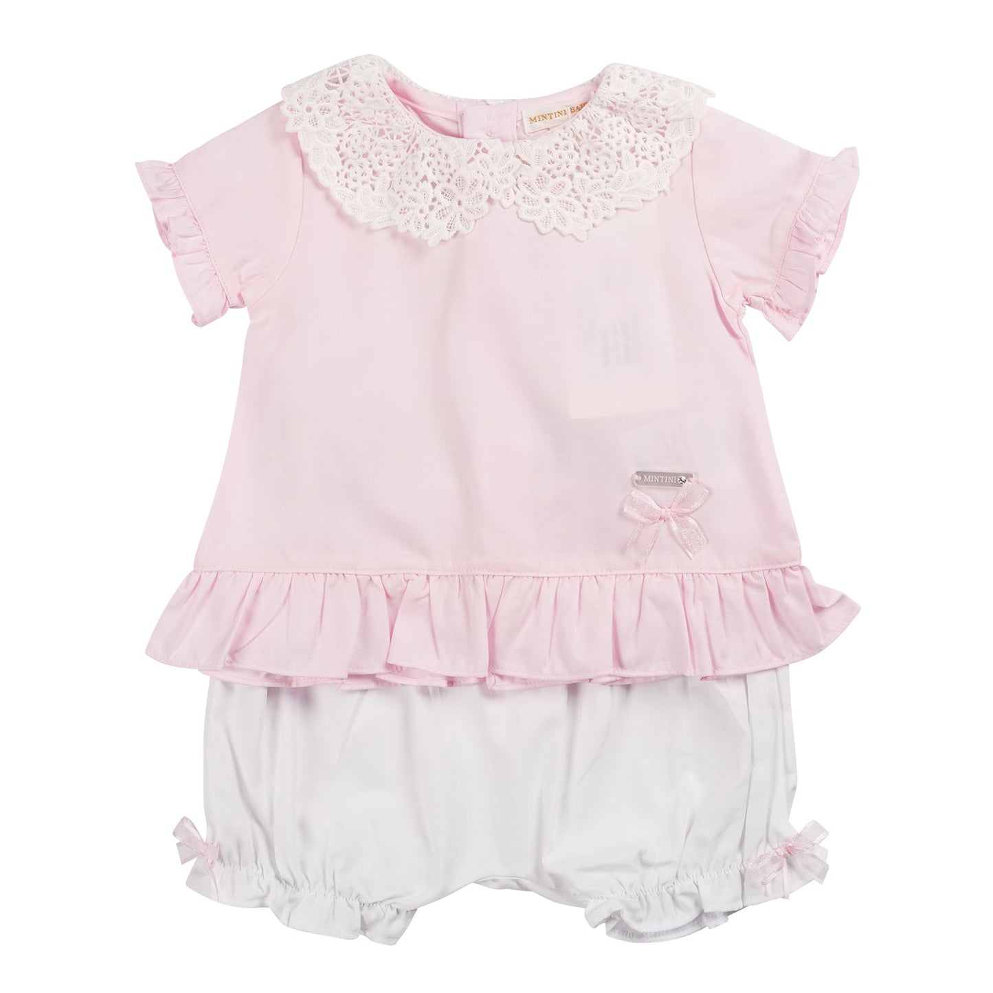 Pink Broderie Collar Top and Bloomer