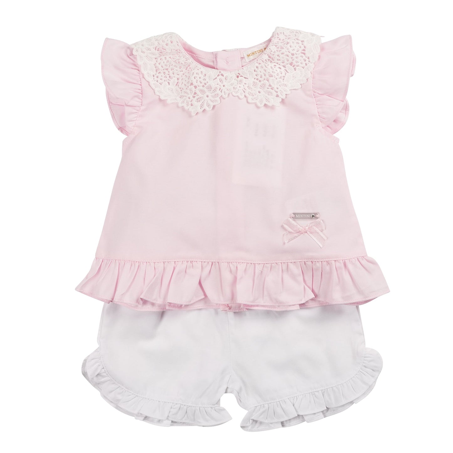 Pink Broderie Collar Top and Short
