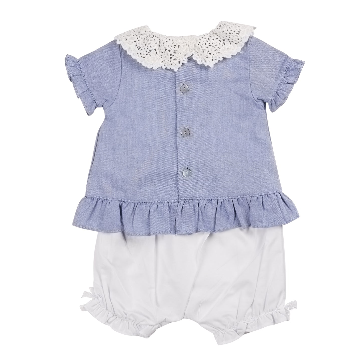 Blue Broderie Collar Top and Bloomer