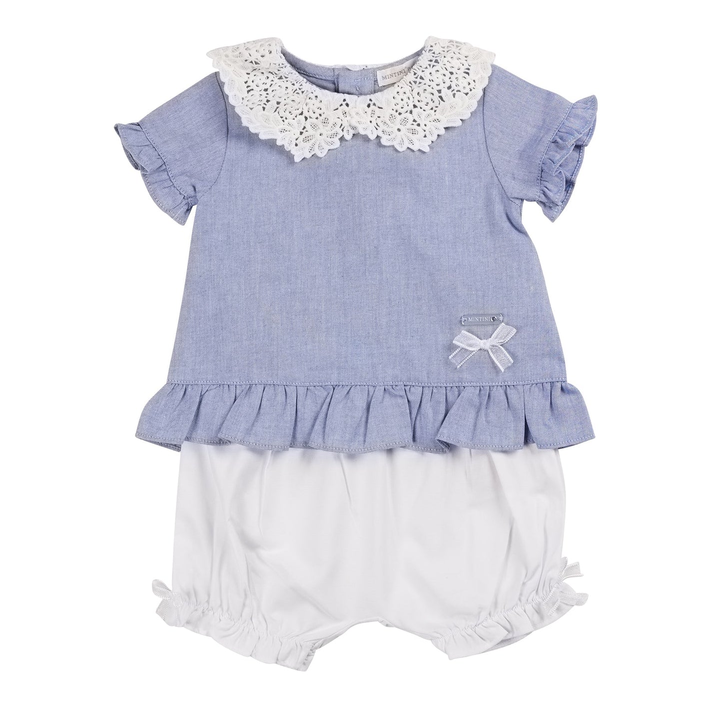 Blue Broderie Collar Top and Bloomer