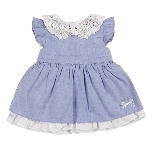 Blue Broderie Collar Dress