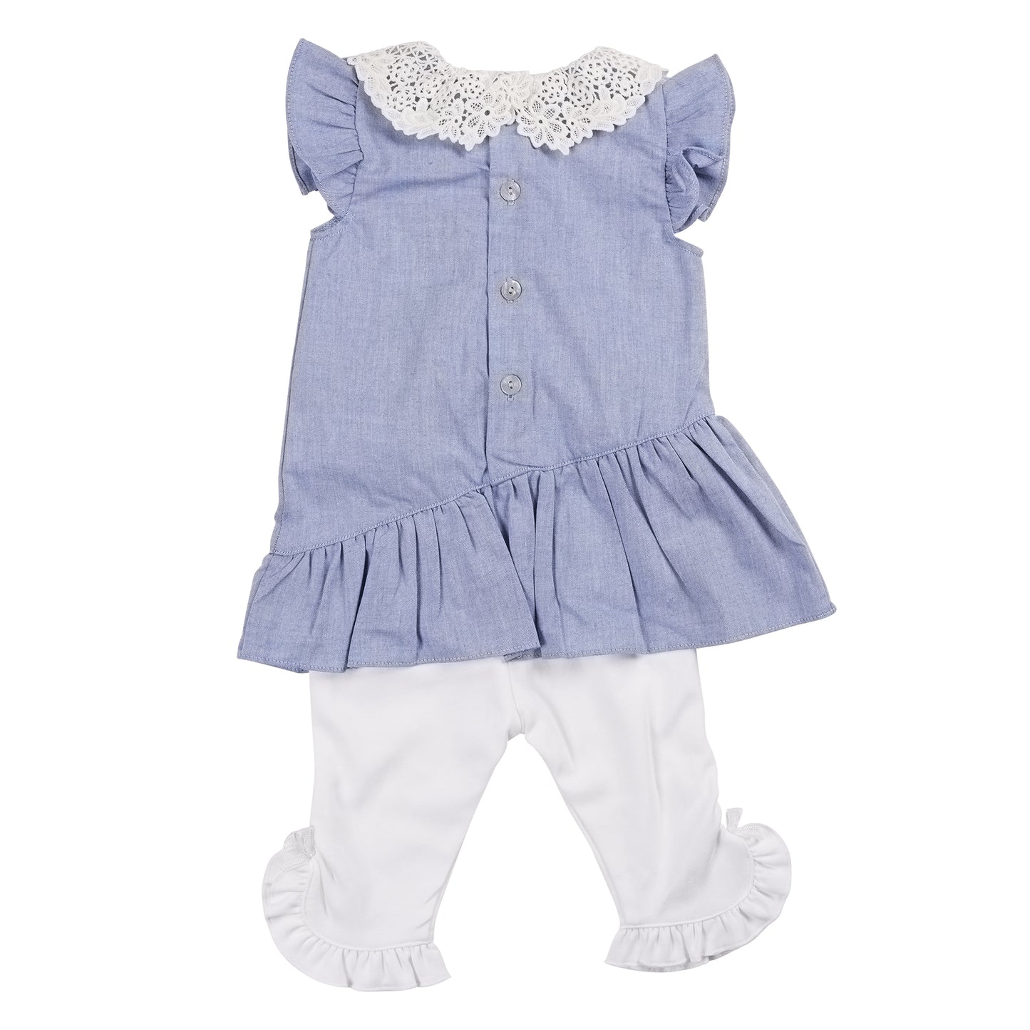 Blue Broderie Collar Tunic and Legging