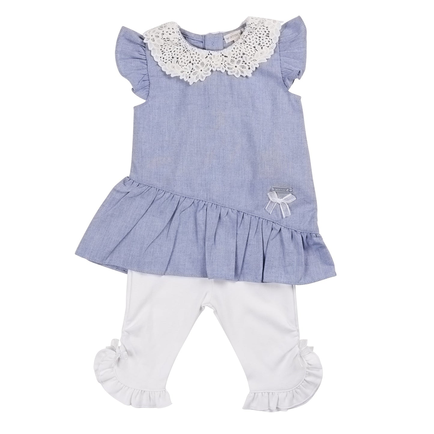 Blue Broderie Collar Tunic and Legging