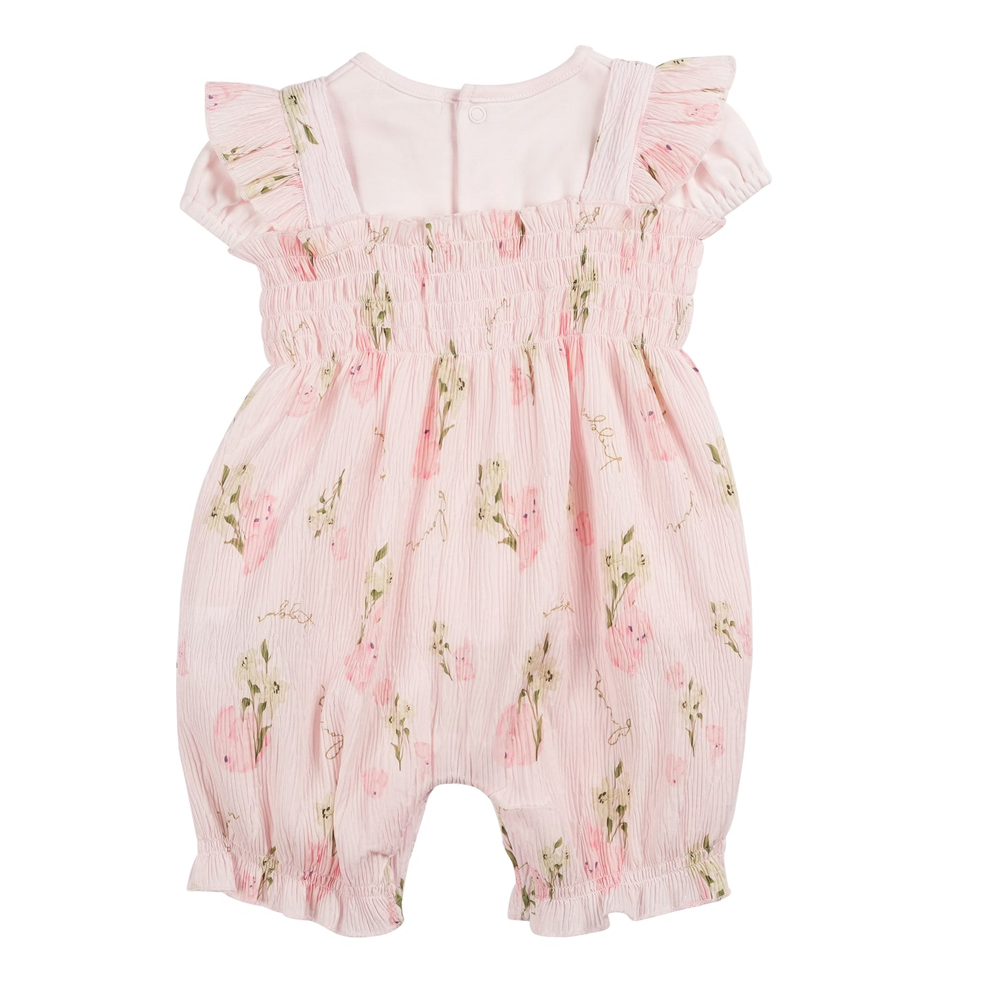 Crinkle Pink Floral Top and Sun Romper
