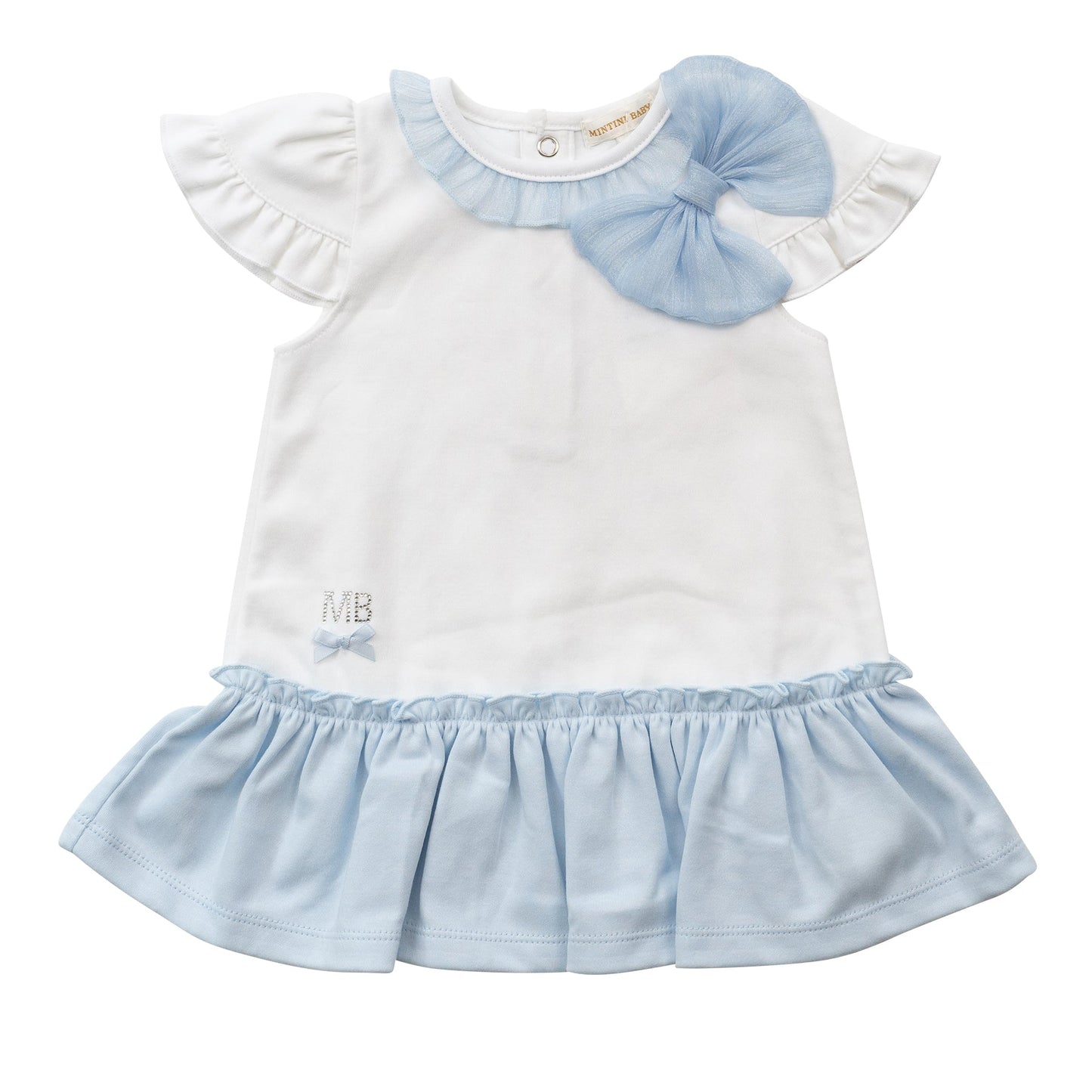 Blue and White Tuille Bow Dress