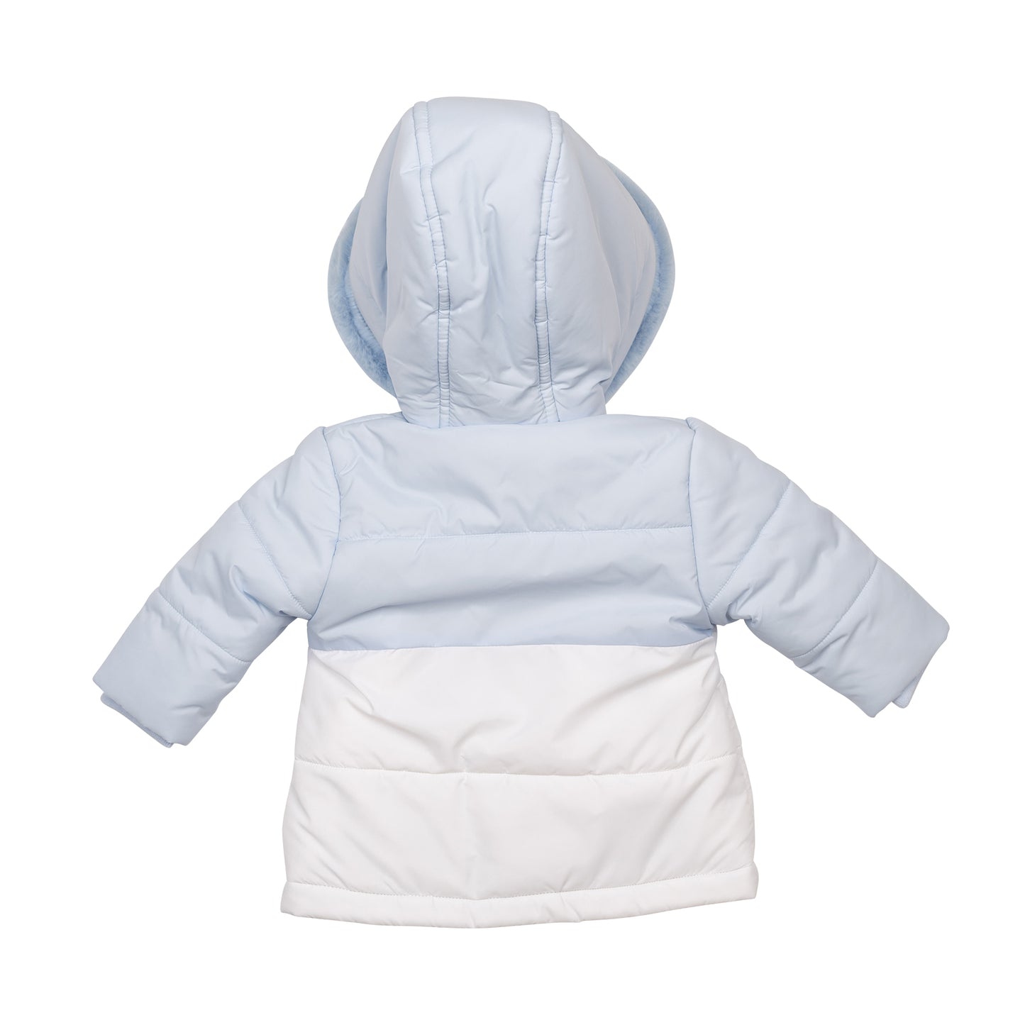 Blue White Fur-Hooded Coat