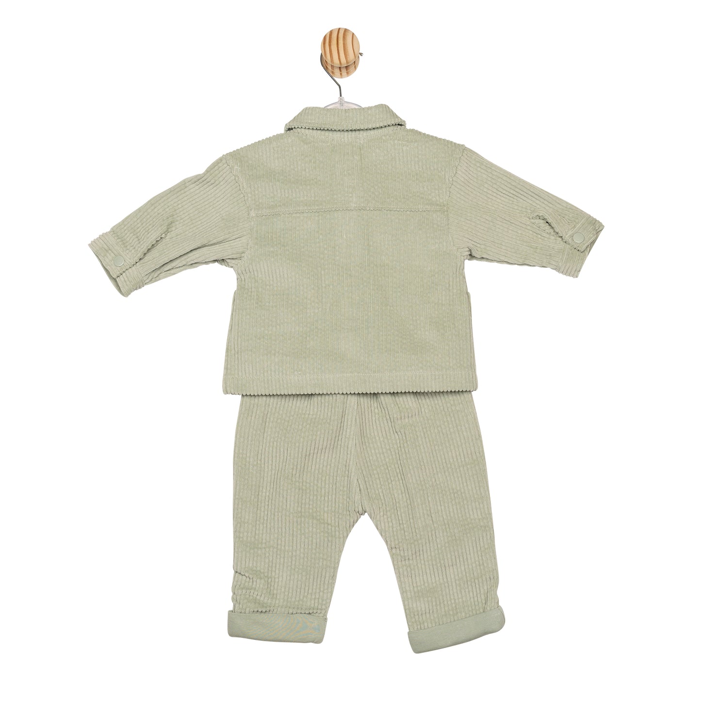 Sage and White Cord Top, Trouser and Overshirt