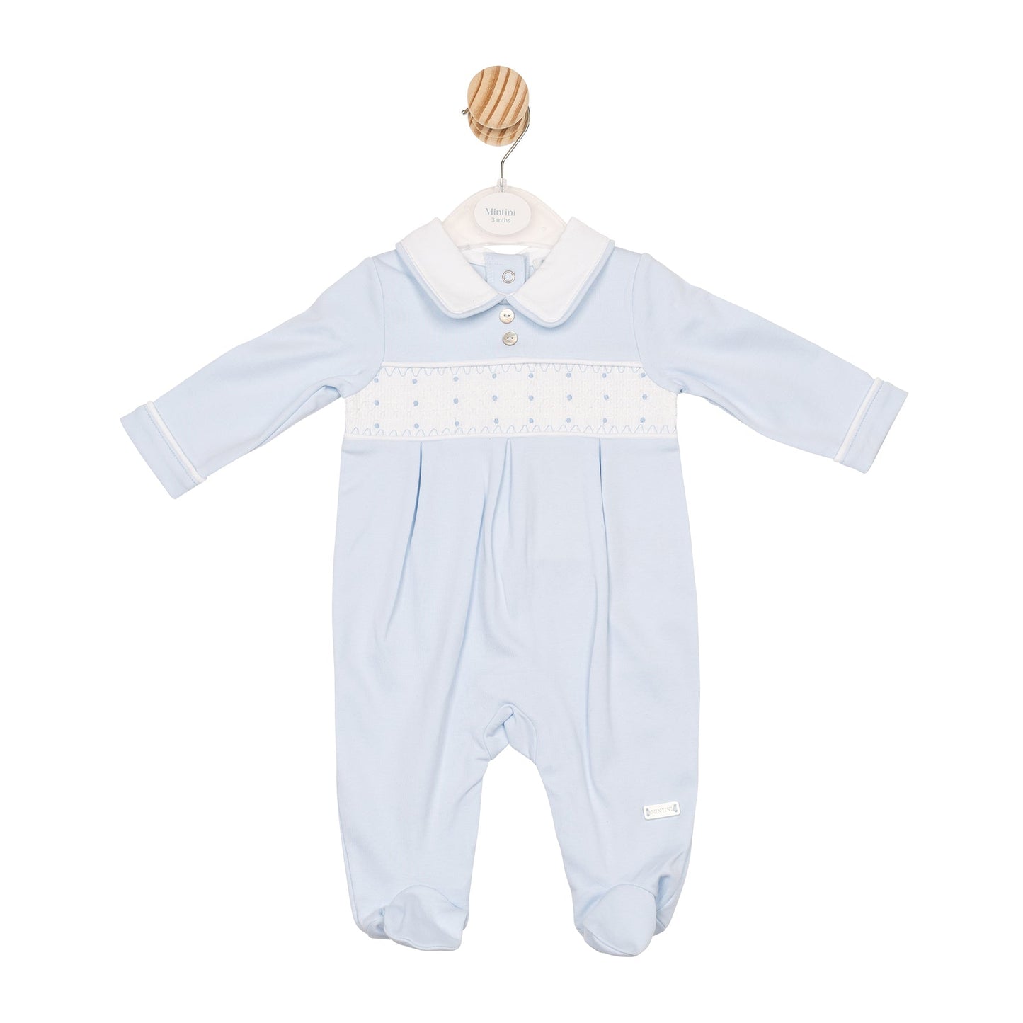 Blue Smocked Babygrow