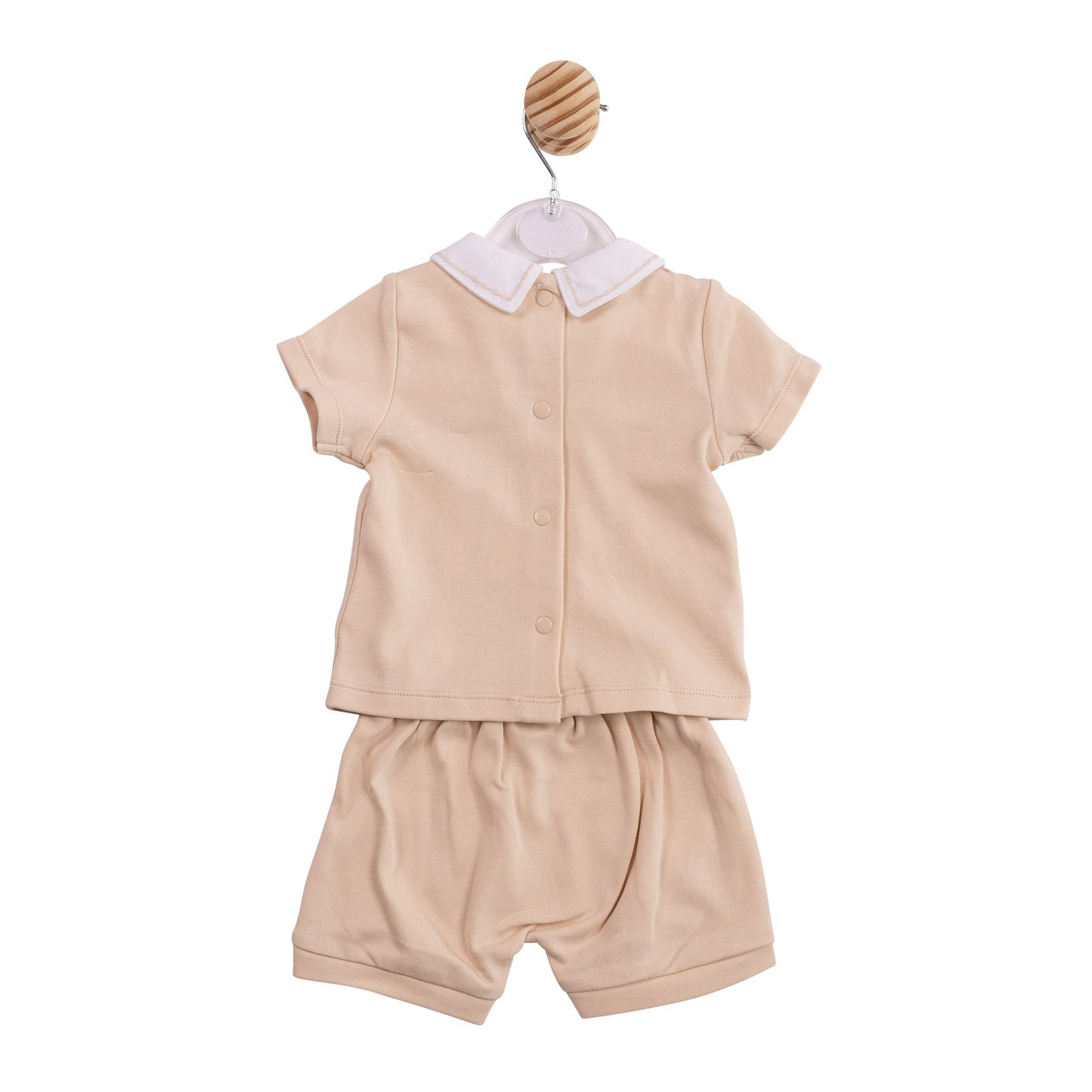 Beige Smocked Polo and Short