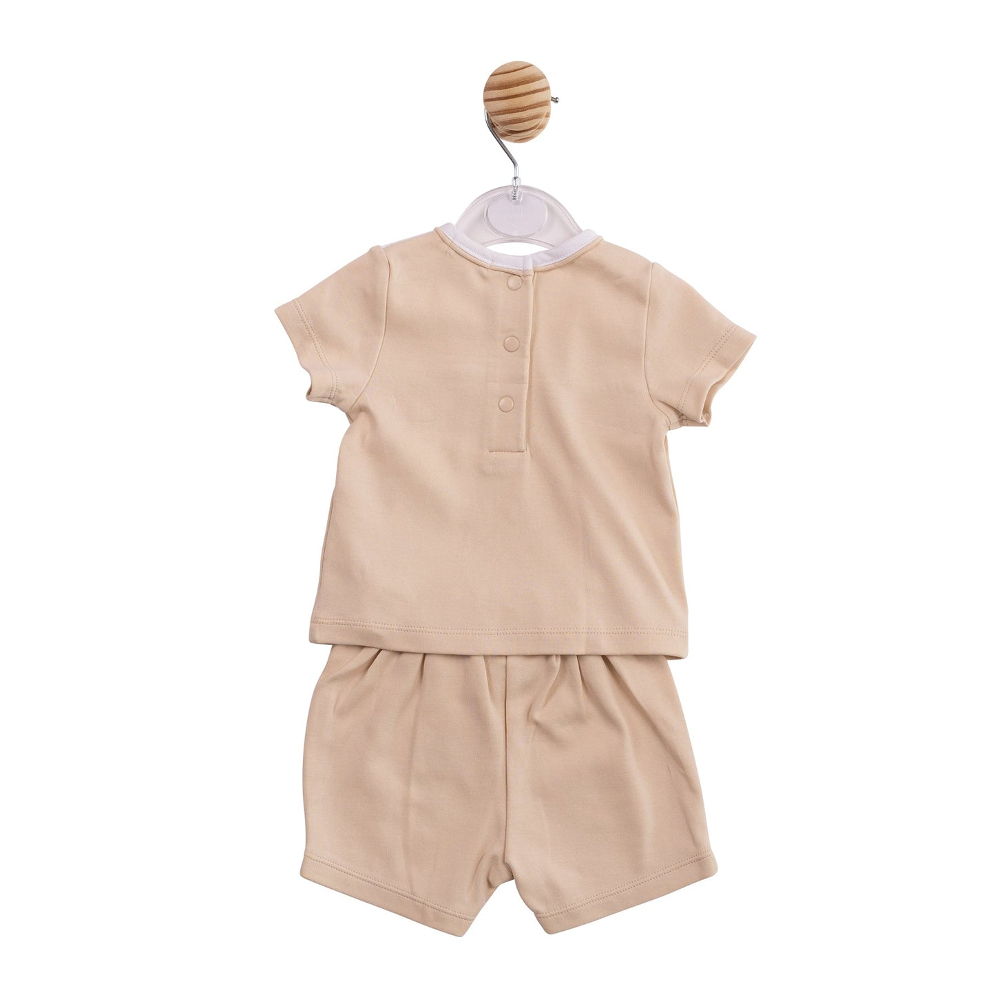 Beige Smocked Tshirt and Shorts