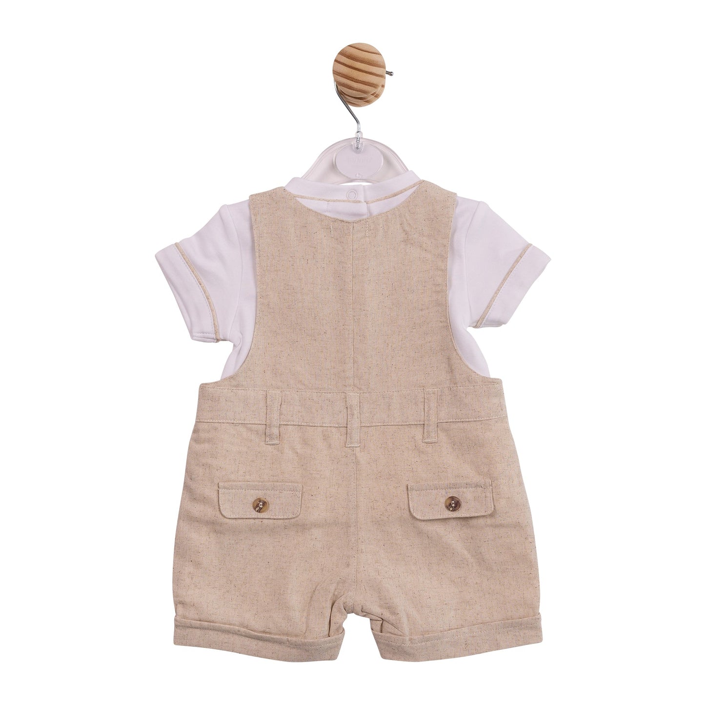 Beige Linen Short Dungaree