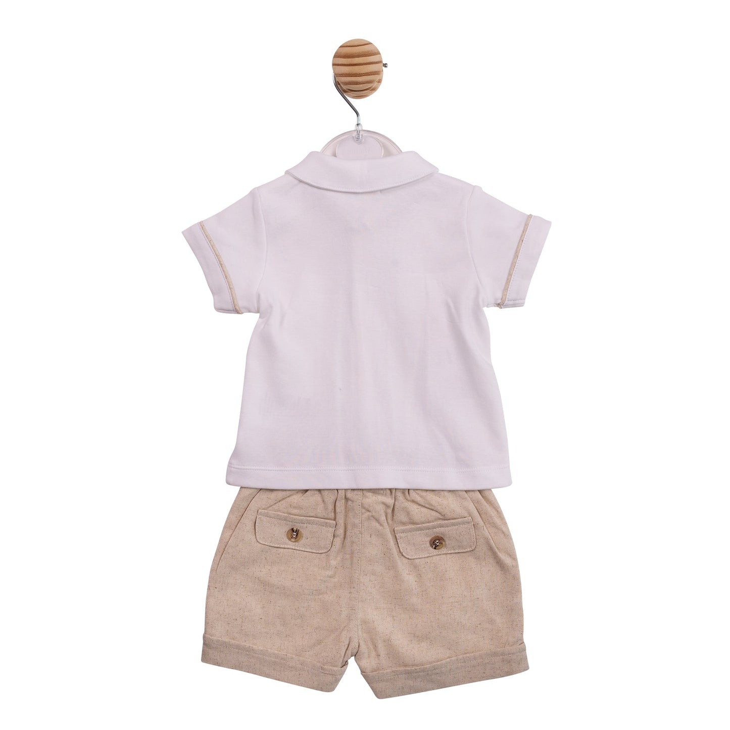Beige Linen Polo and Short Set
