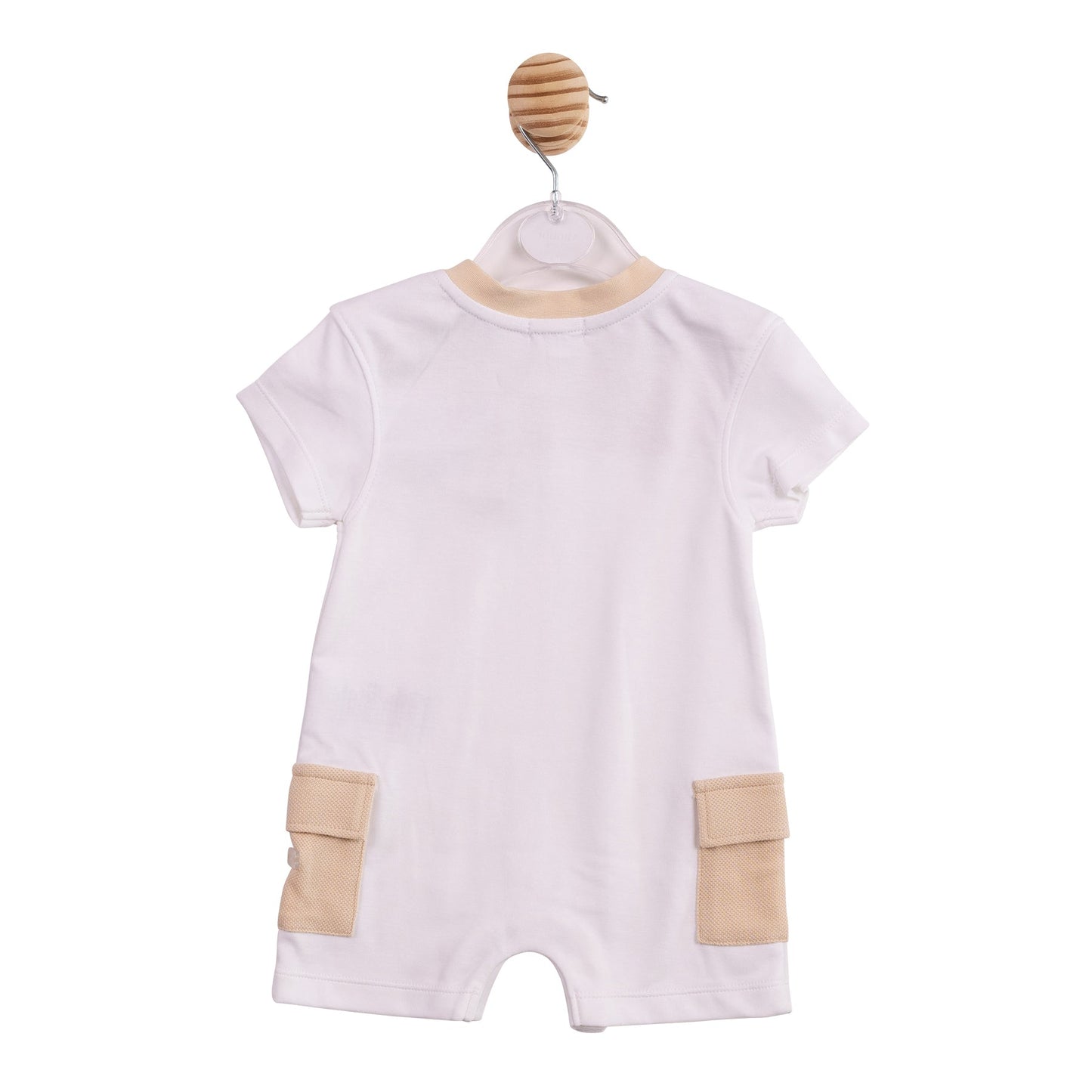 White and Beige Cargo Romper