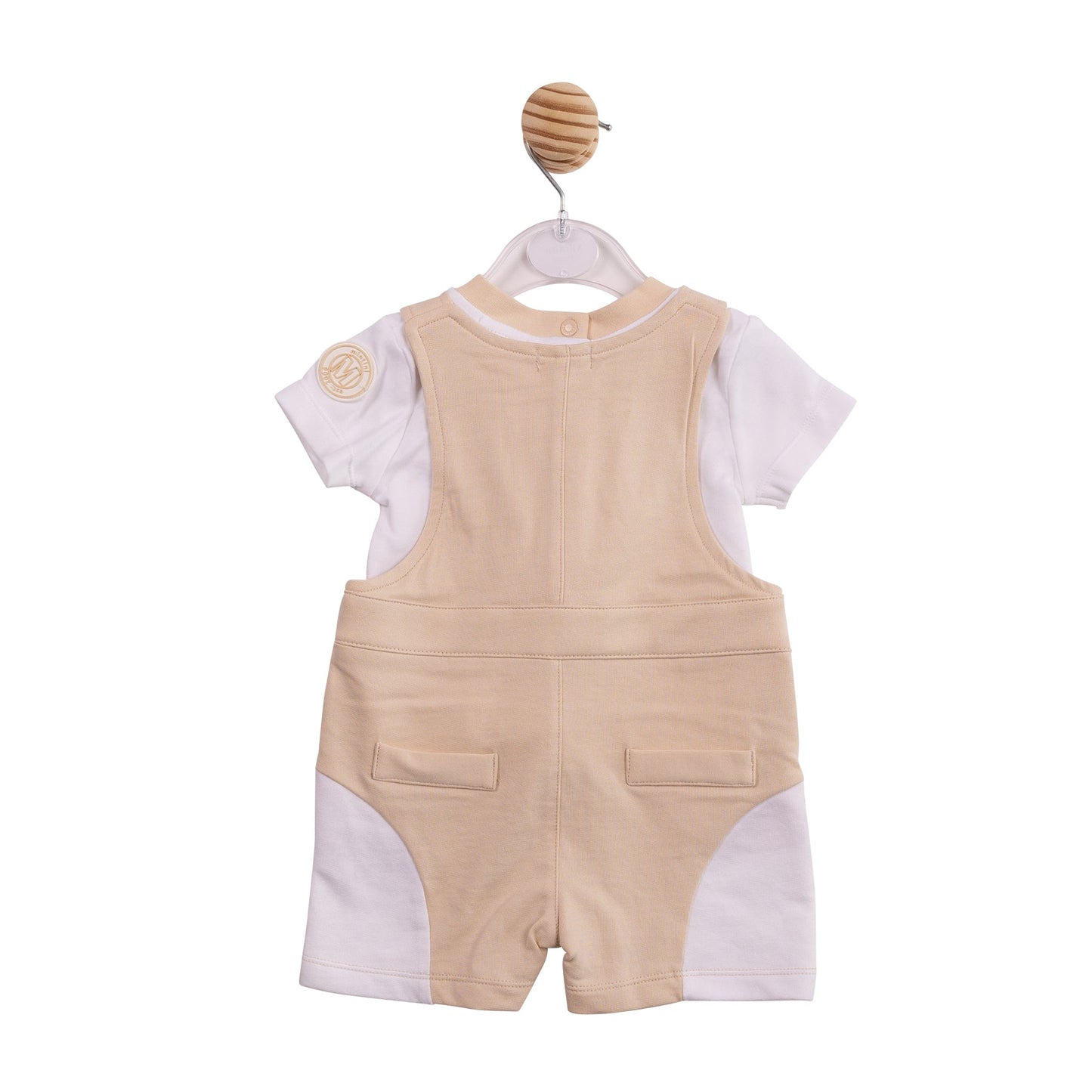 Beige Patchwork Short Dungaree