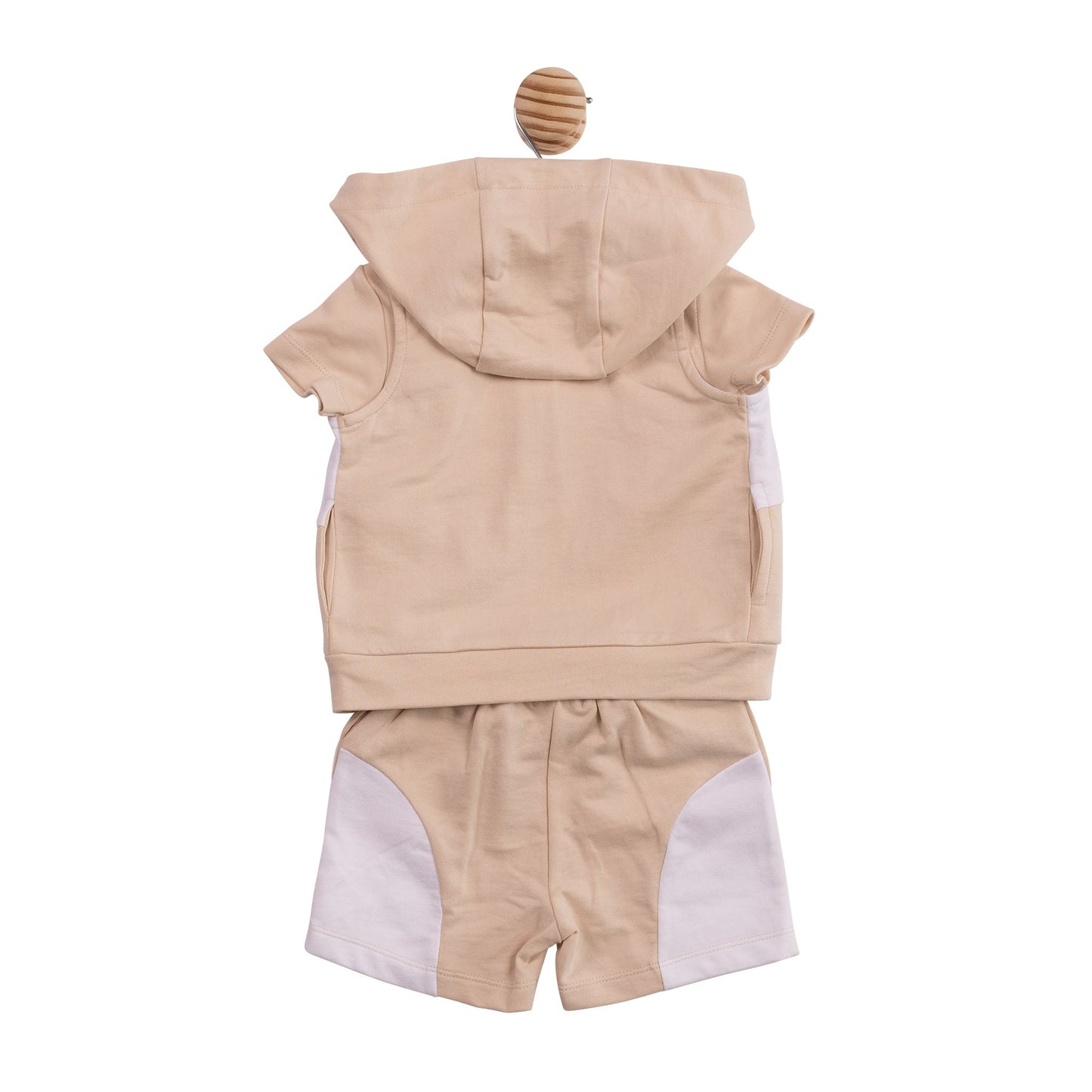 Beige Patchwork 3pc Short Set