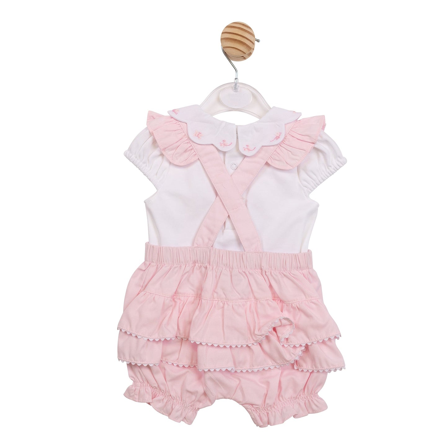 Pink and White Butterfly Collar Short Dungaree