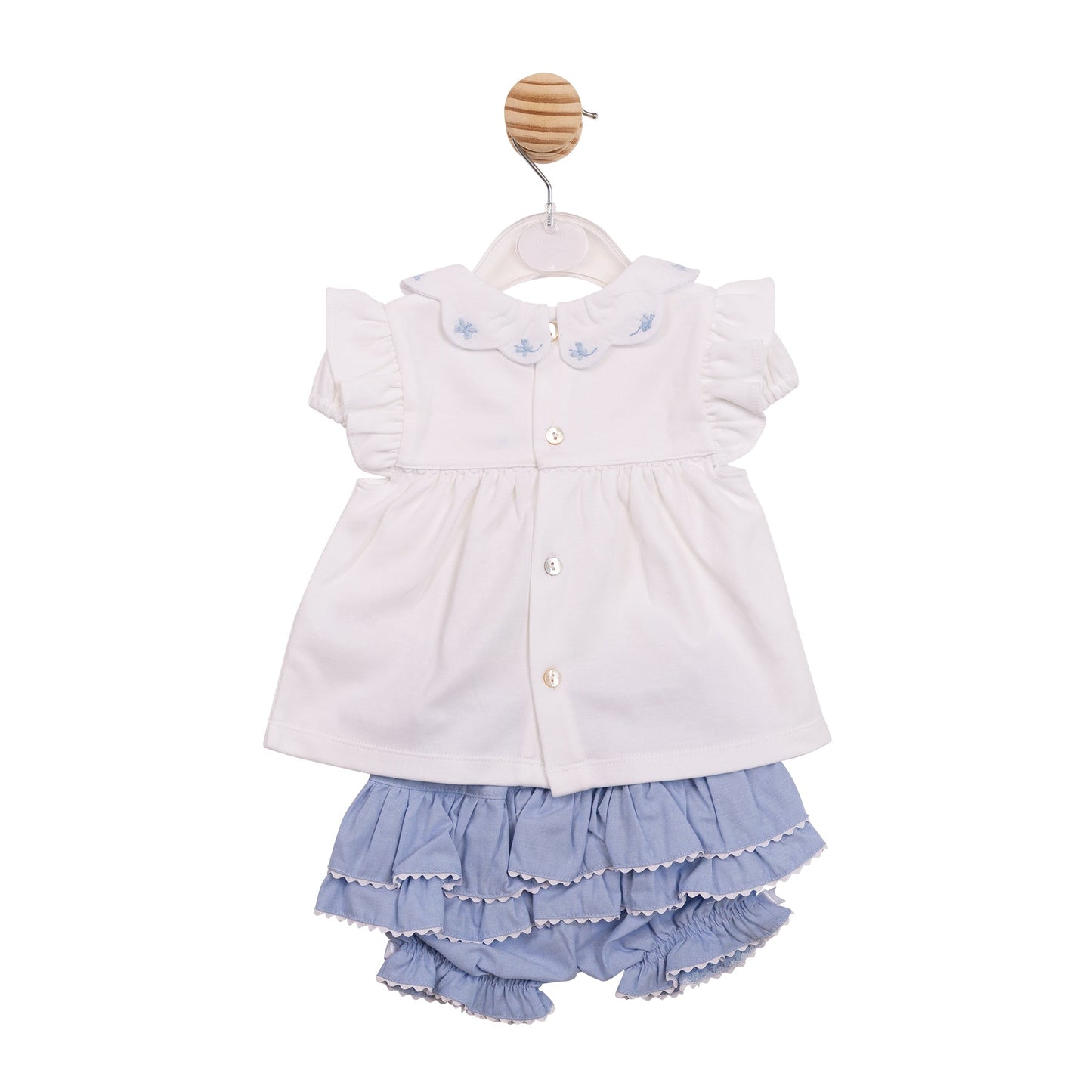 White and Blue Butterfly Collar Top and Jam Pant