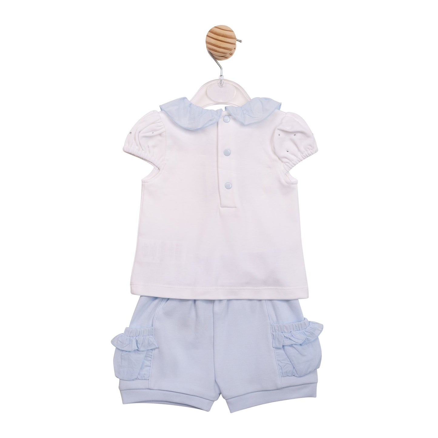 White and Blue Diamante Top and Short Set