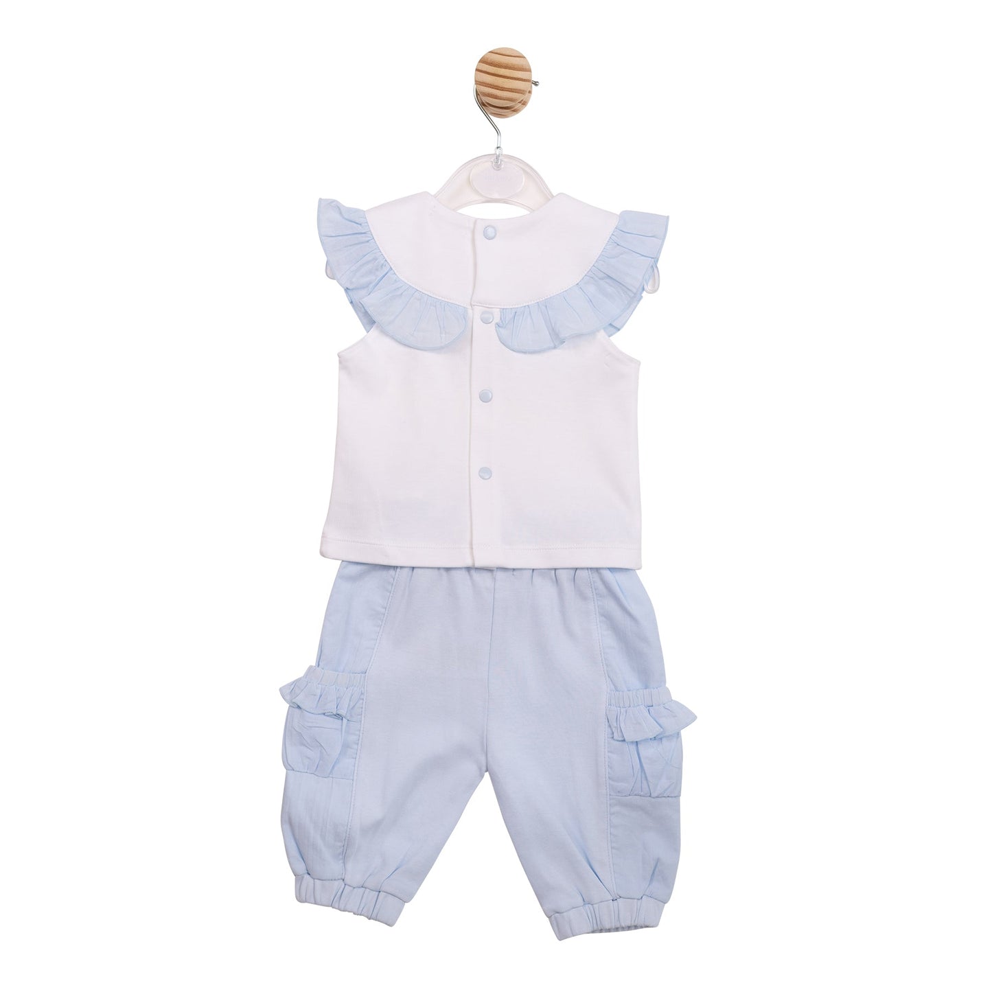 White and Blue Diamante Top and Trousers