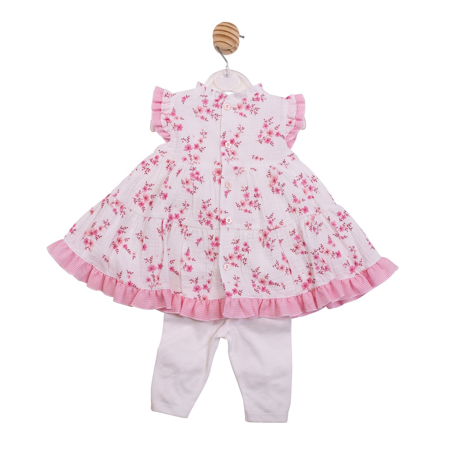 Pink Floral Gingham Dress and Leggings