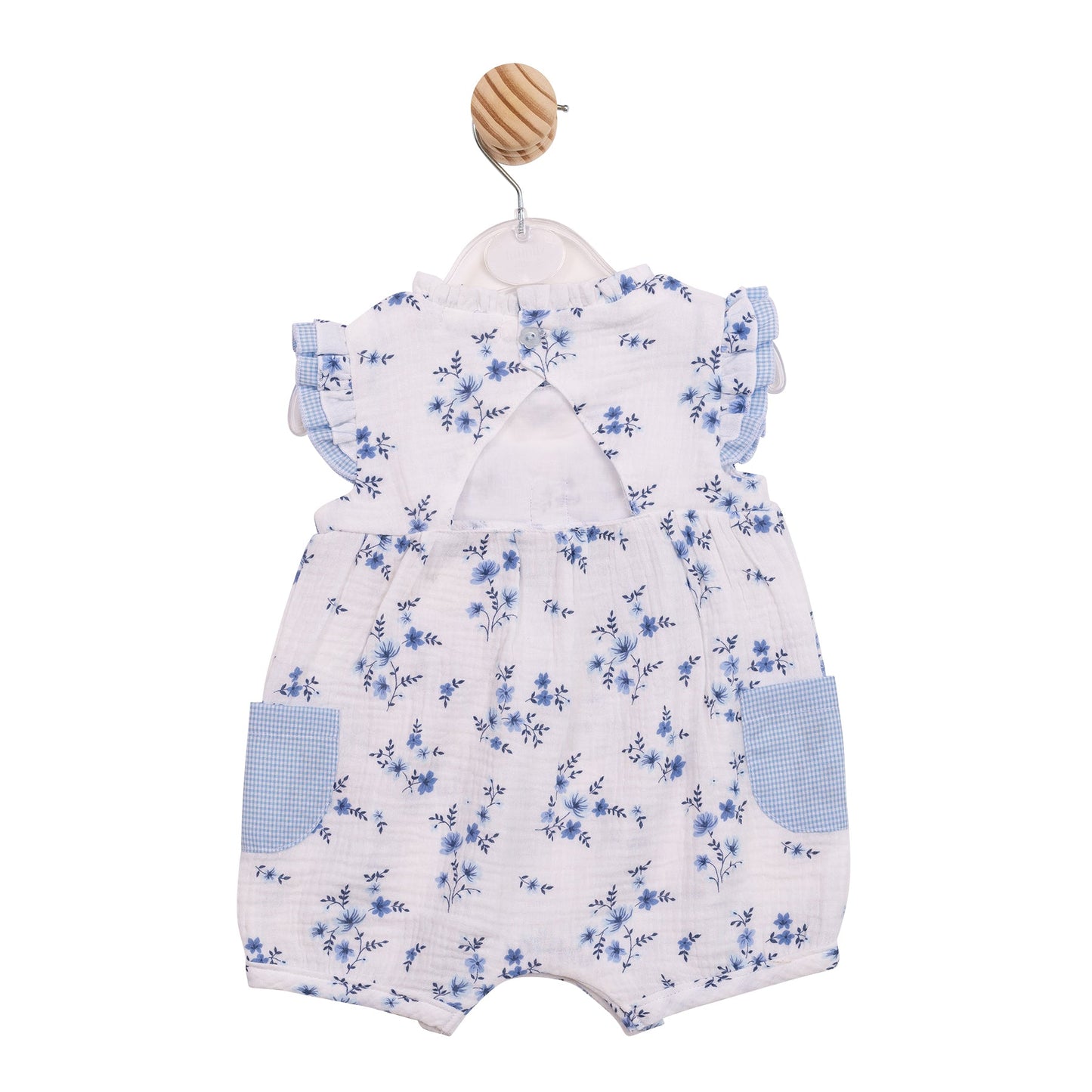 Blue Floral Gingham Romper