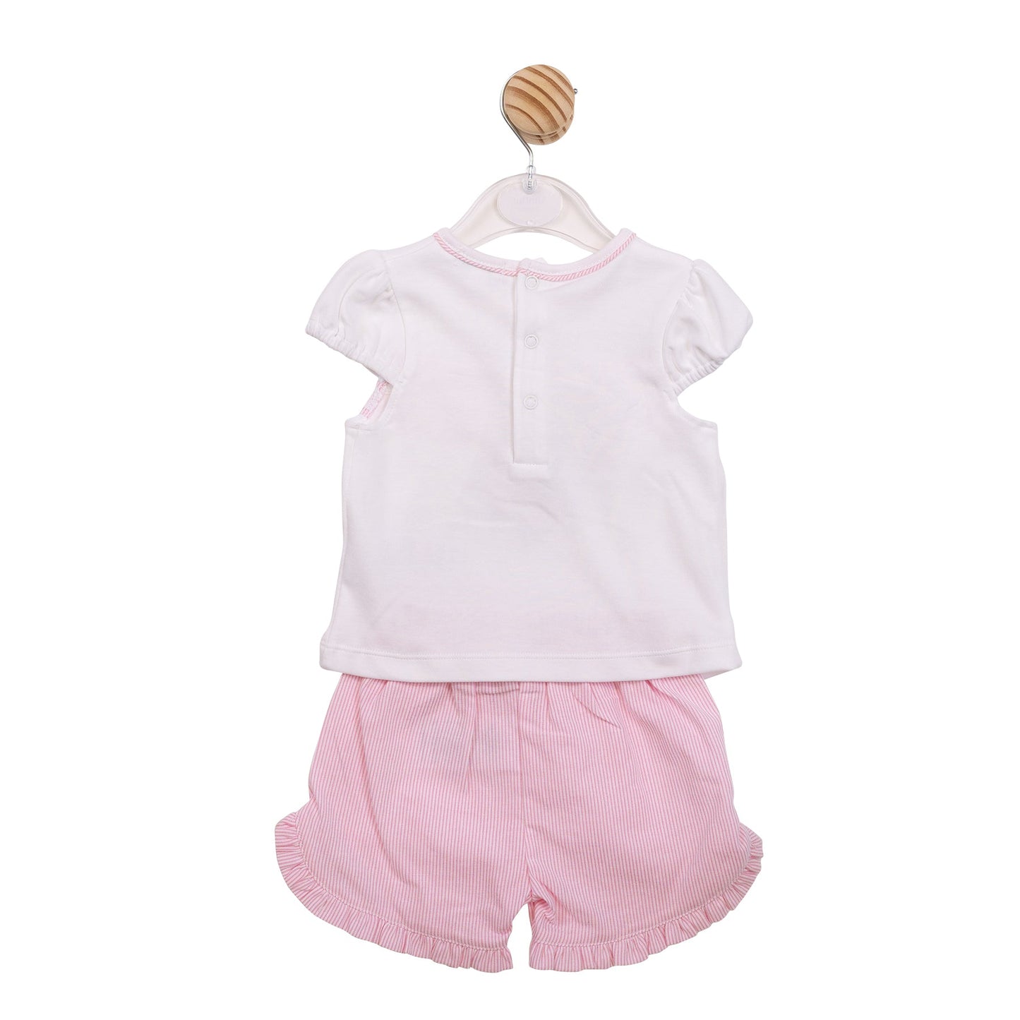 White and Pink Pinstripe T-Shirt and Shorts