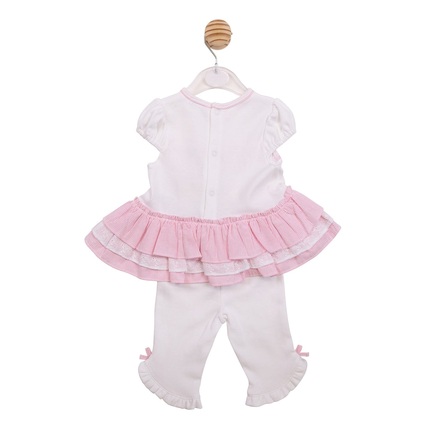 White and Pink Pinstripe Ruffled Tunic and Leggings