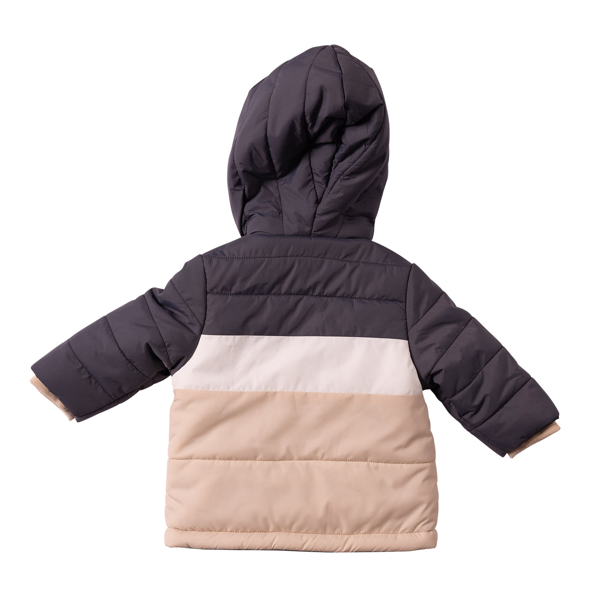 Colourblock Coat - Charcoal/Ivory/Beige - MB7270