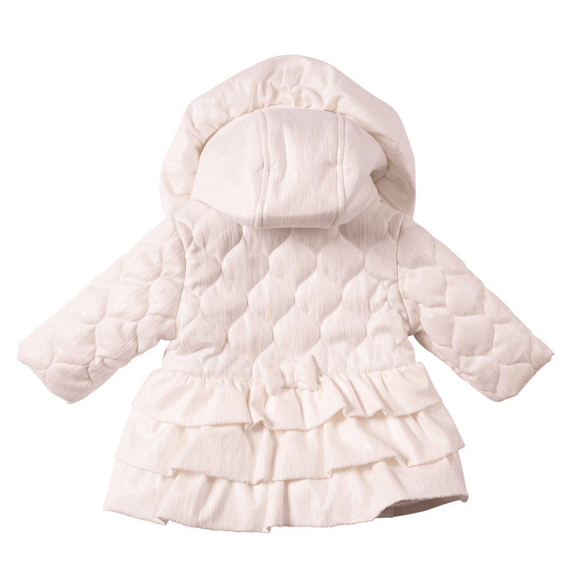 White Irredescent Fril Coat - White - MB7286