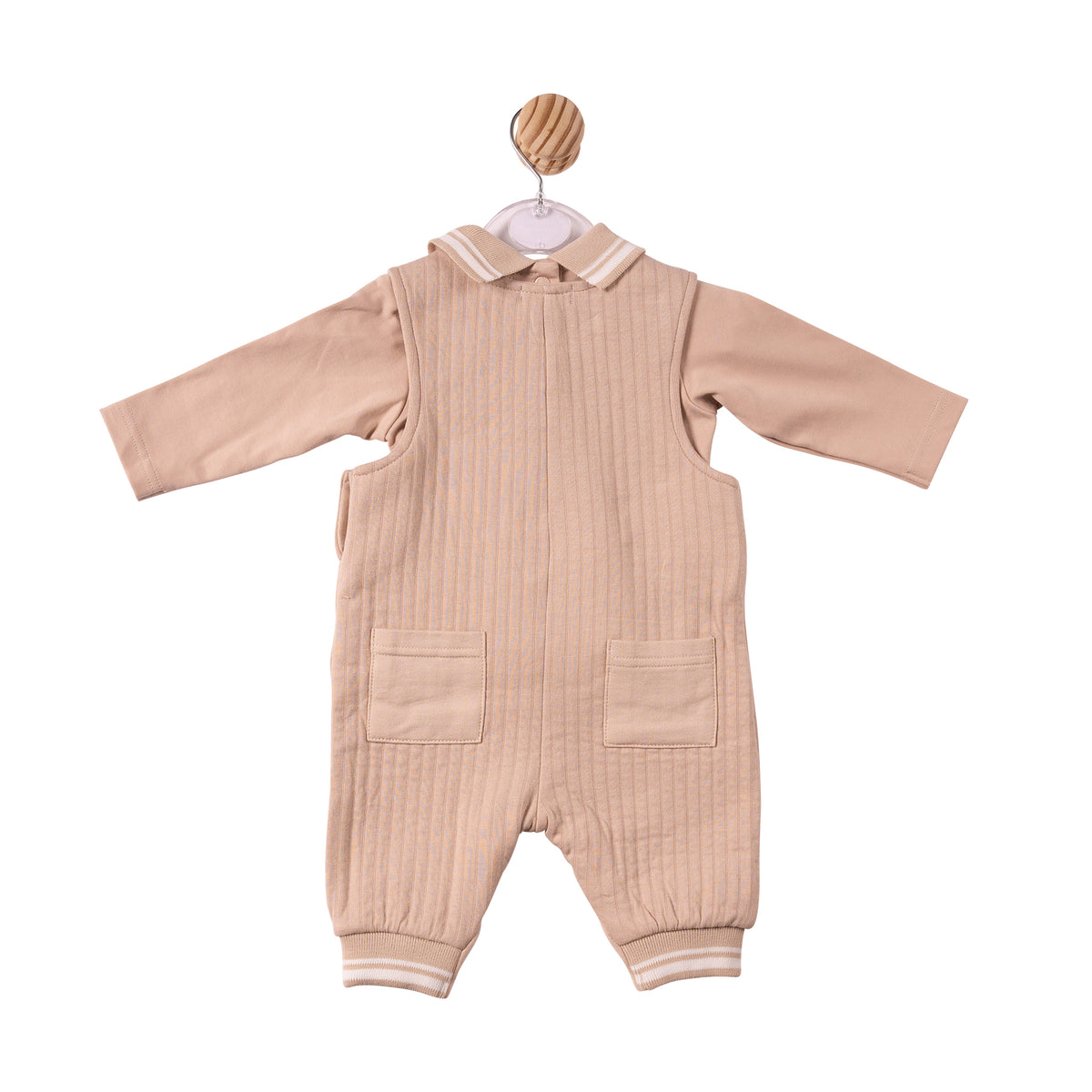 Beige French Terry Top & Dungaree - MB7336