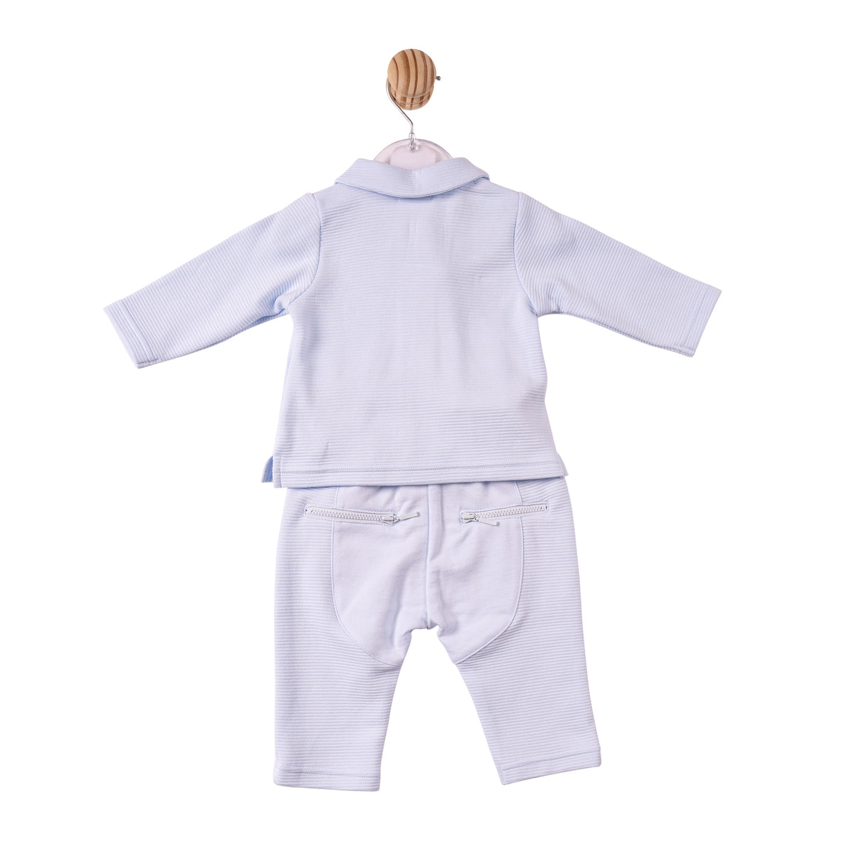 Blue Ribbed Jersey Polo & Trouser- MB7370