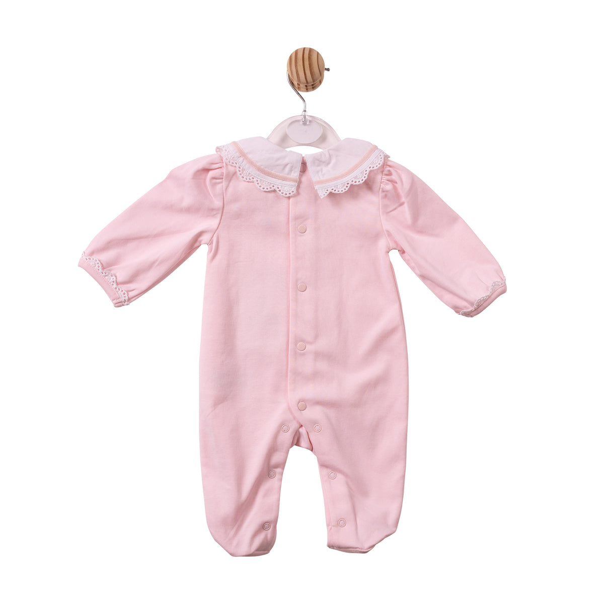 Pink Scalloped Lace Babygrow - MB7432