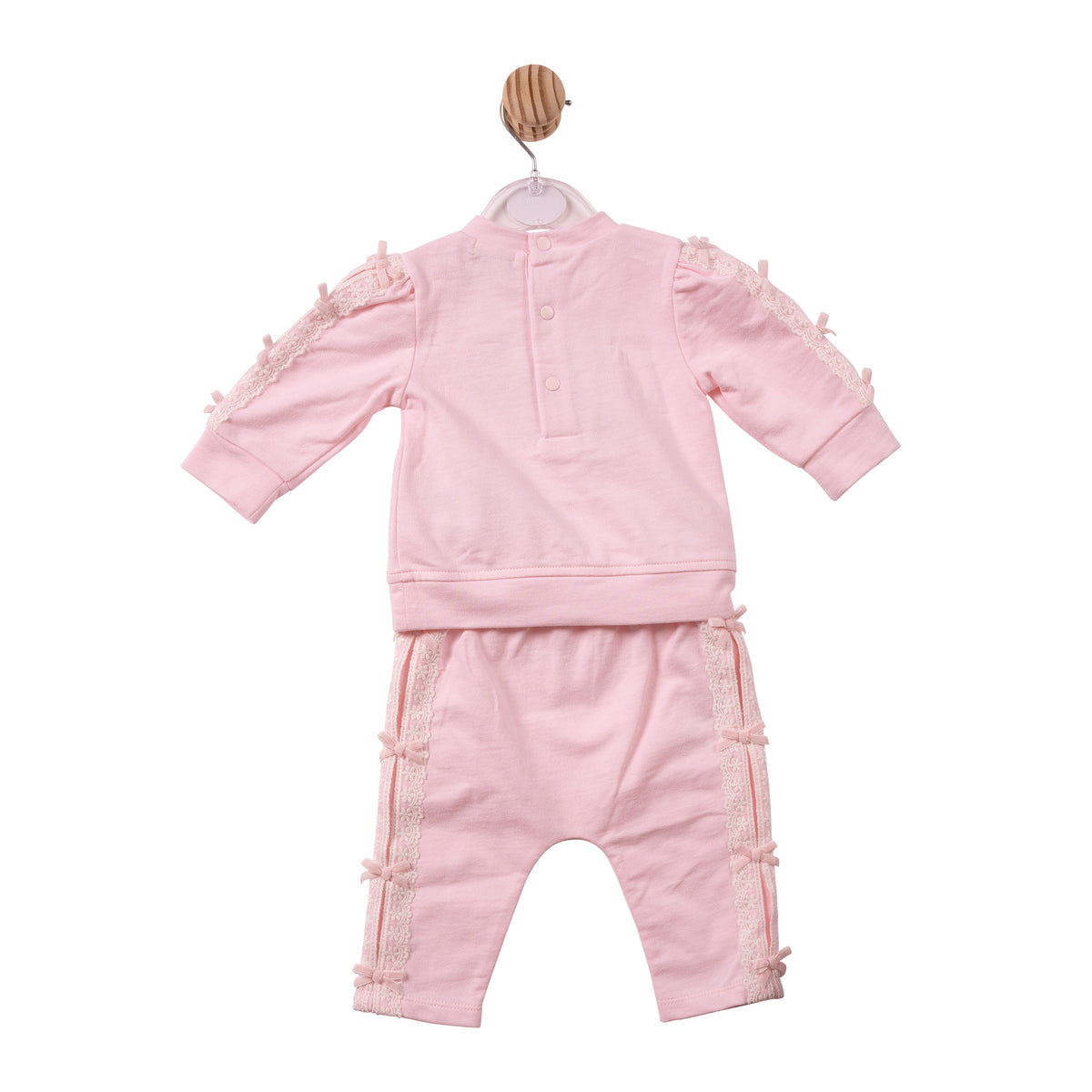 Pink Lace Bow Crewneck and Jogger Tracksuit - MB7471